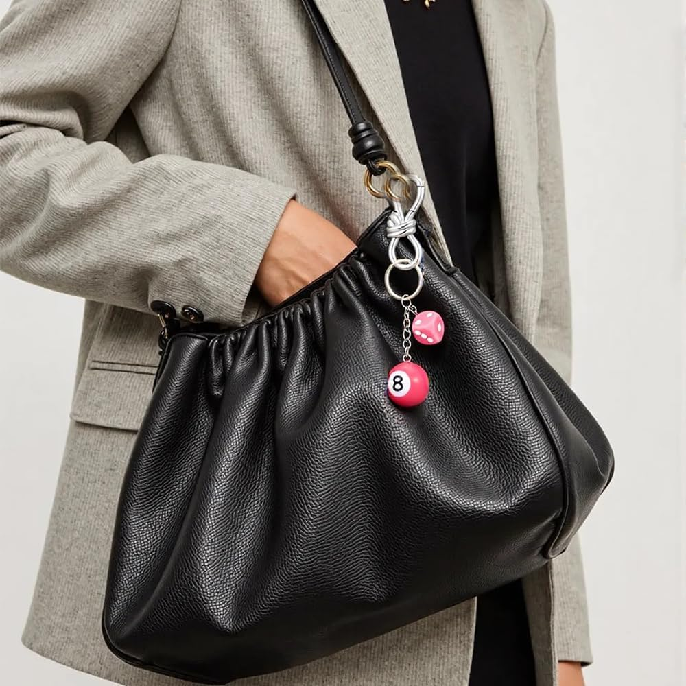 Dhdfisd Twist Knot Clasp Keychain 8 Ball Dice Keychain Bag Purse Handbag Charms Fashion Accessory Heavy Duty Snap Hook - Golden image number 2