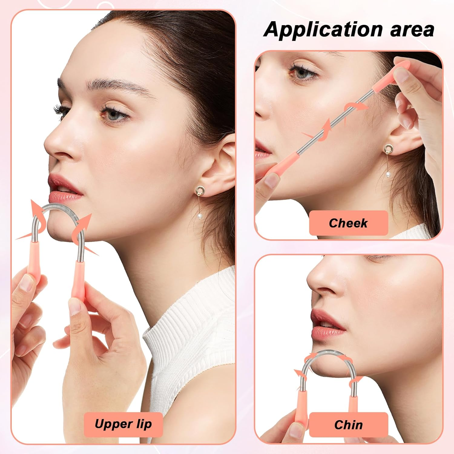 Molain 6 Pieces Facial Hair Remover Spring Eyebrow Face Epilator Coil Portable Hair Remover Spring Threading Tool Hair Remover Spring Epilator for Women Chin Cheek Mustache Upper Lip image number 6