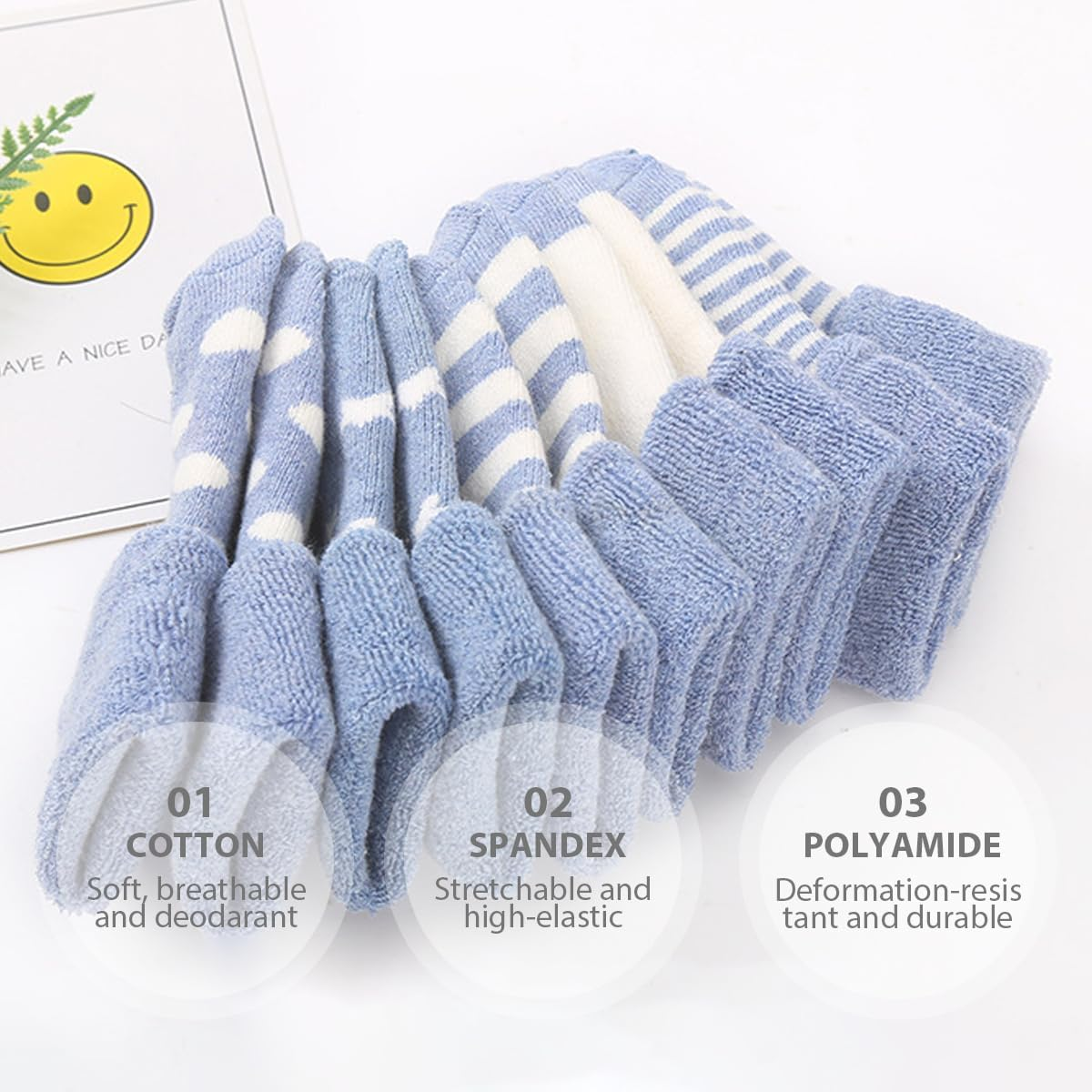 5 Pairs Baby Warm Thick Cotton Socks, Soft Toddler Girls Boy Thermal Crew Socks Infants Combed Cotton Socks Turn Cuff Socks for 0-1/1-3 Years Kids, Pink/Blue image number 1