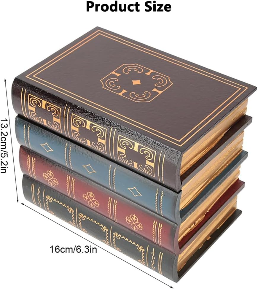 Fake Books Wooden Storage Box, Decorative Book Boxes, European Antique Book Decorations Vintage Books Storage Box, Bookends Storage Box for Home Office Shelf Photo Props Storage Decoration image number 6