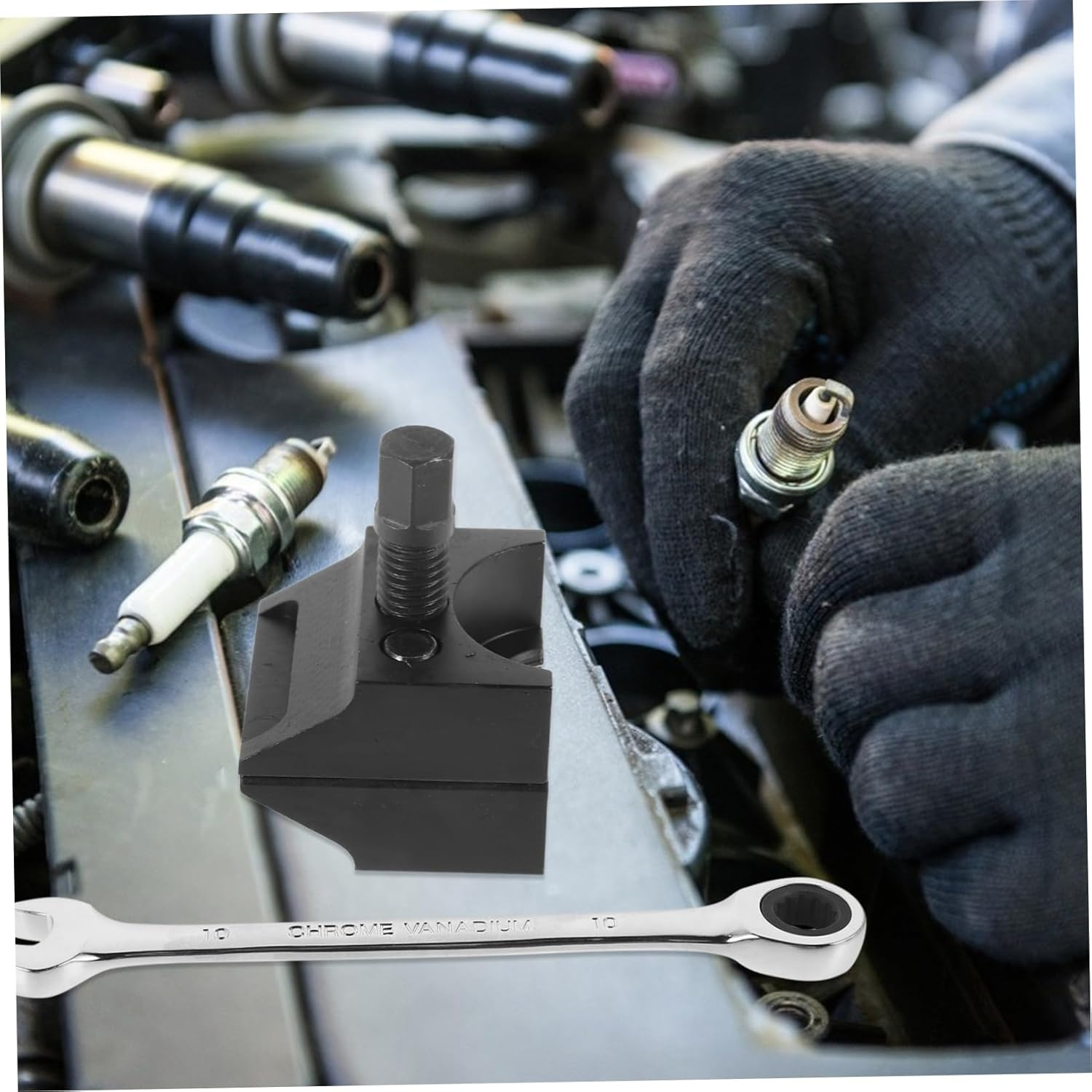 WEKADRIN Universal Suspension Double Ended Strut Splitter and Spreader Tool with Wrench for Car Shock Absorber and Wheel Hub Removal Suitable for Automotive Repair and Maintenance image number 2