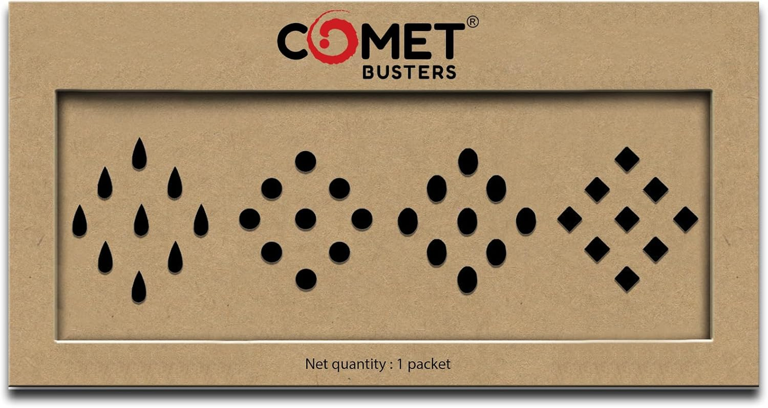 Comet Busters Tear Drop, Round, Square and Oval Black Bindis (BV974) image number 1
