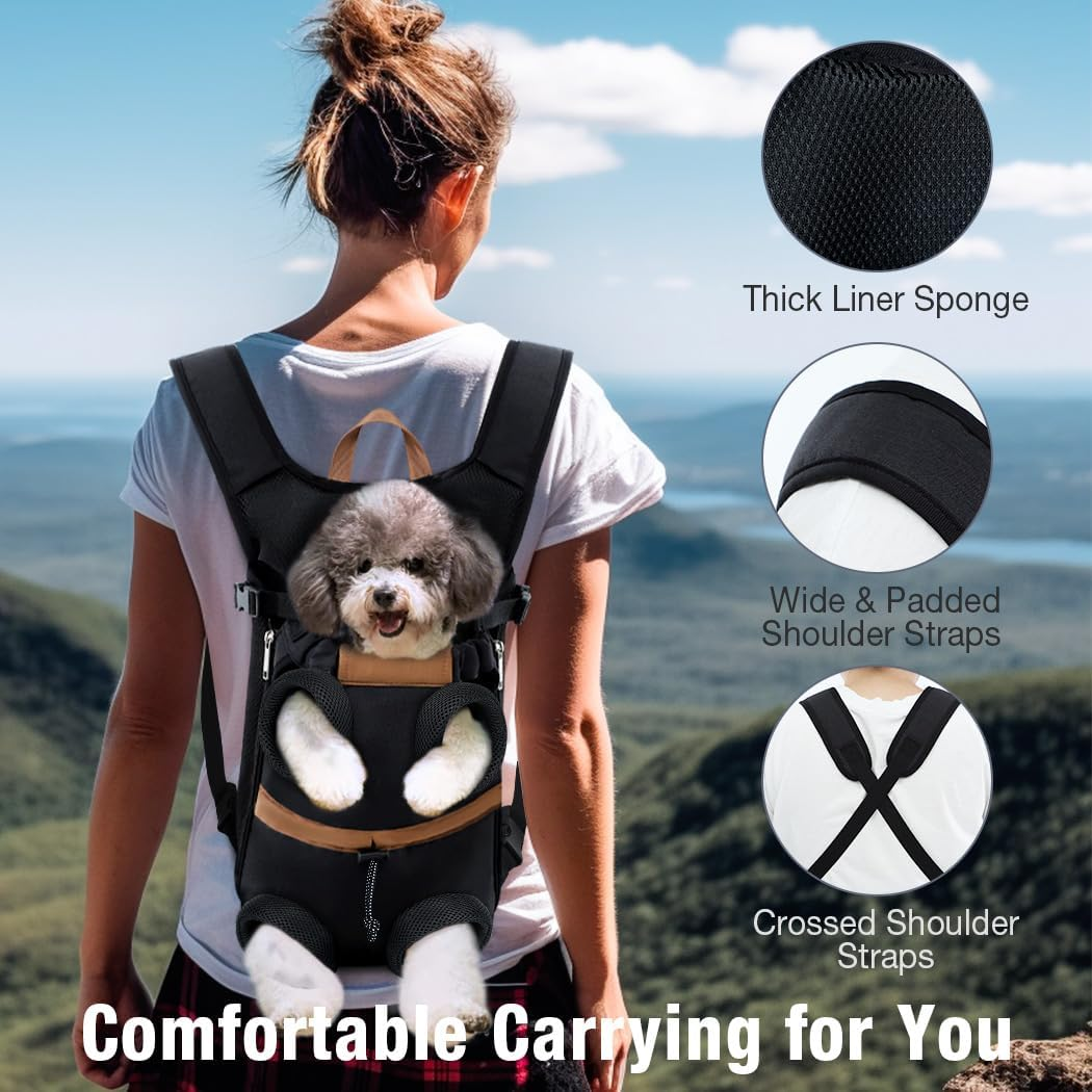 Lekereise Dog Carrier Backpack for Small Medium Dogs Cats Puppies, Adjustable Pet Front Cat Dog Carrier Backpack Travel Bag, Legs Out, Easy-Fit, Small, Black image number 1