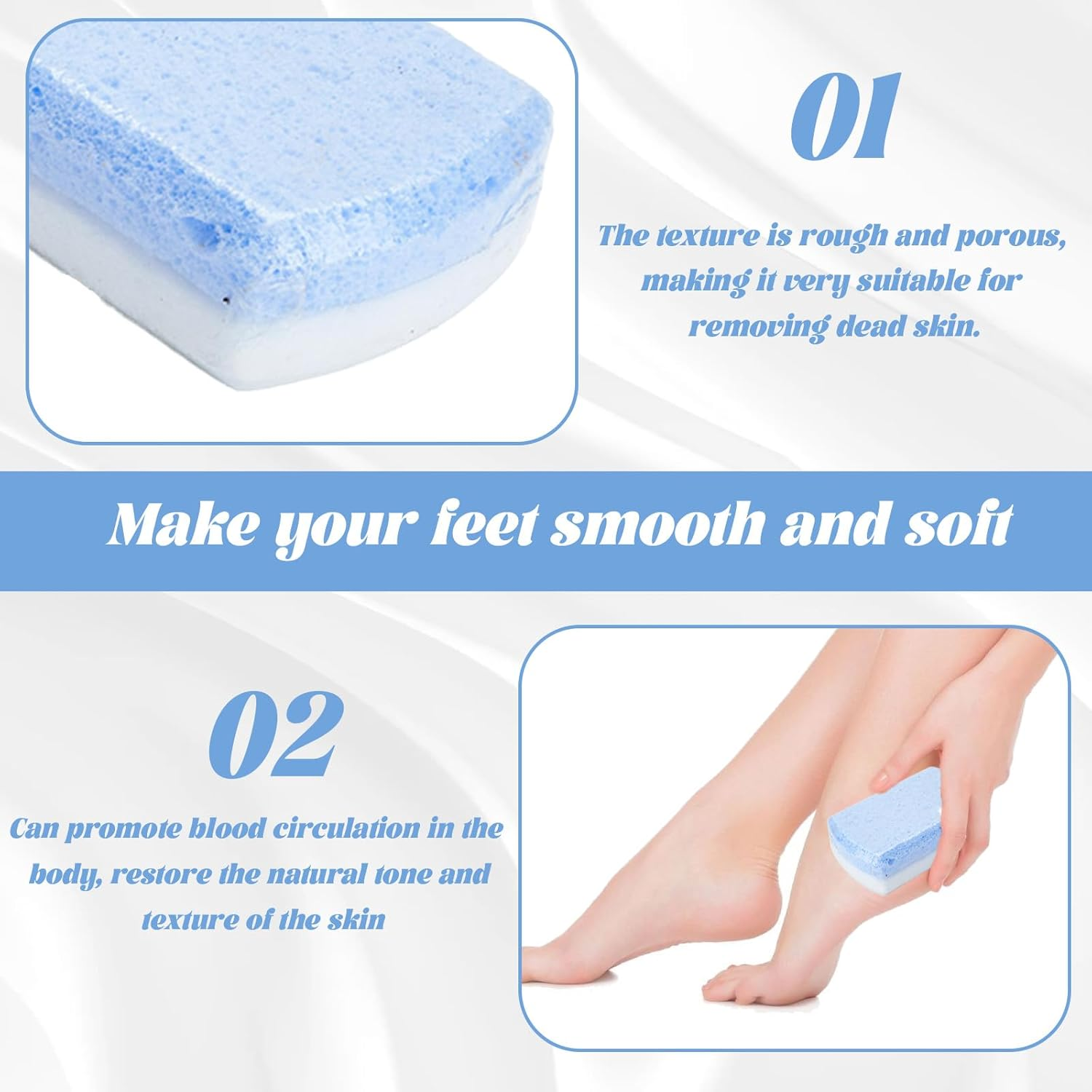 2Pcs Pumice Stone,Pumice Stone for Feet,Pedicure Tools,Foot Pumice,Foot Pumice Stones,Callus Remover Scrubber Skin Cleaner (Blue) image number 4