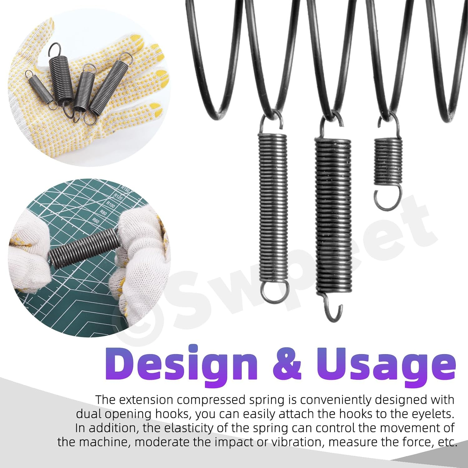 Swpeet 36Pcs 12 Different Sizes Carbon Steel Extension Spring Assortment Kit, Extended Tension Spring Wire Dia 0.039" 0.059" 0.078" 0.1", OD 0.39" 0.59" 0.78", Length 1.18" 1.57" 1.96" 2.36" image number 6
