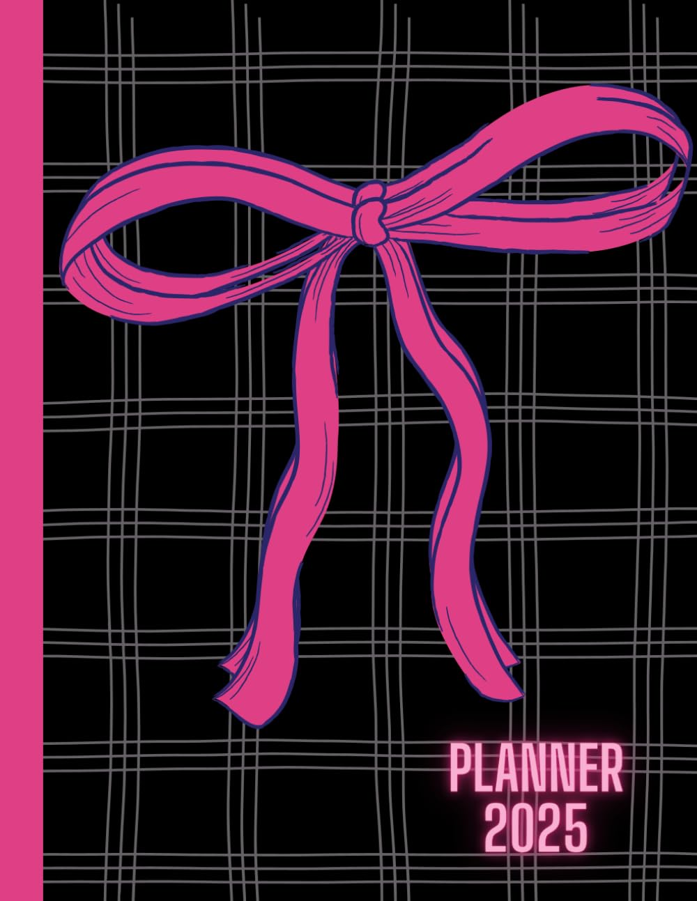 Pink Bow Coquette Monthly Planner 2025: Cute Pink Bow Daily Notebook Schedules for 12 Month Calendar and Blank Paper Pad 8.5" X 11" - 100 Pages