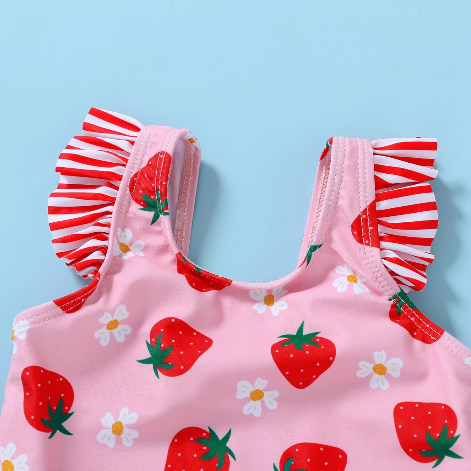 Tiny Cutey Toddler Girl Swimsuit Ruffled Stripe Sleeveless Swimwear One-Piece Baby Girl Bathing Suits image number 3