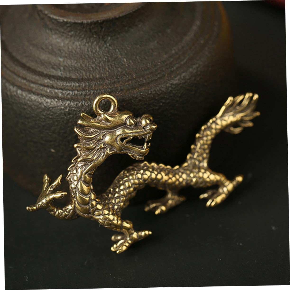 TEHAUX 2Pcs Brass Keychain Dragon Key Ring Pendant Car Key Hanging Adornment Creative Bag Hangings Chain Pendant image number 6