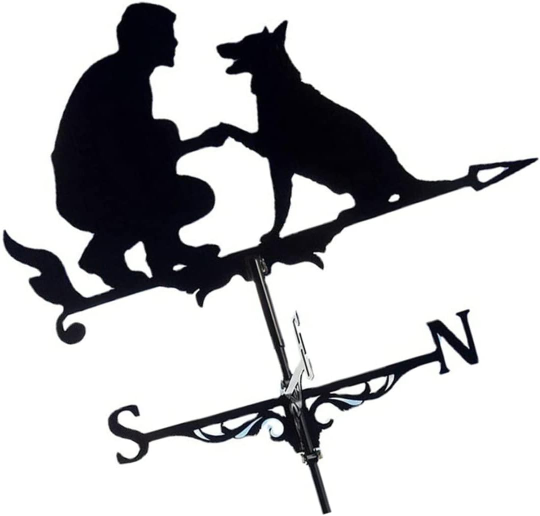 Weathervane Man Dog Weather Vane Decorative Garden Yard Wind Direction Indicator Garden Weather Vane image number 4