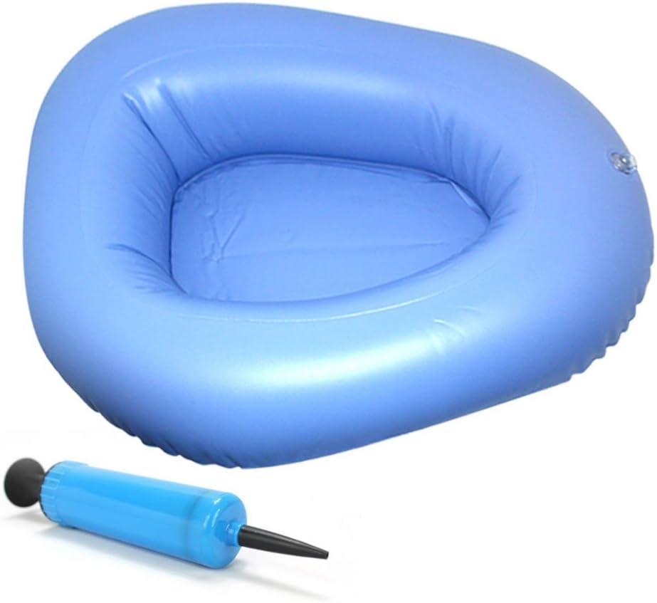 KIKIGOAL Bigger Washable Portable Air Inflation Blue Bed Pan Bedridden Elderly Inflatable Stool Bedsore Toilet image number 6