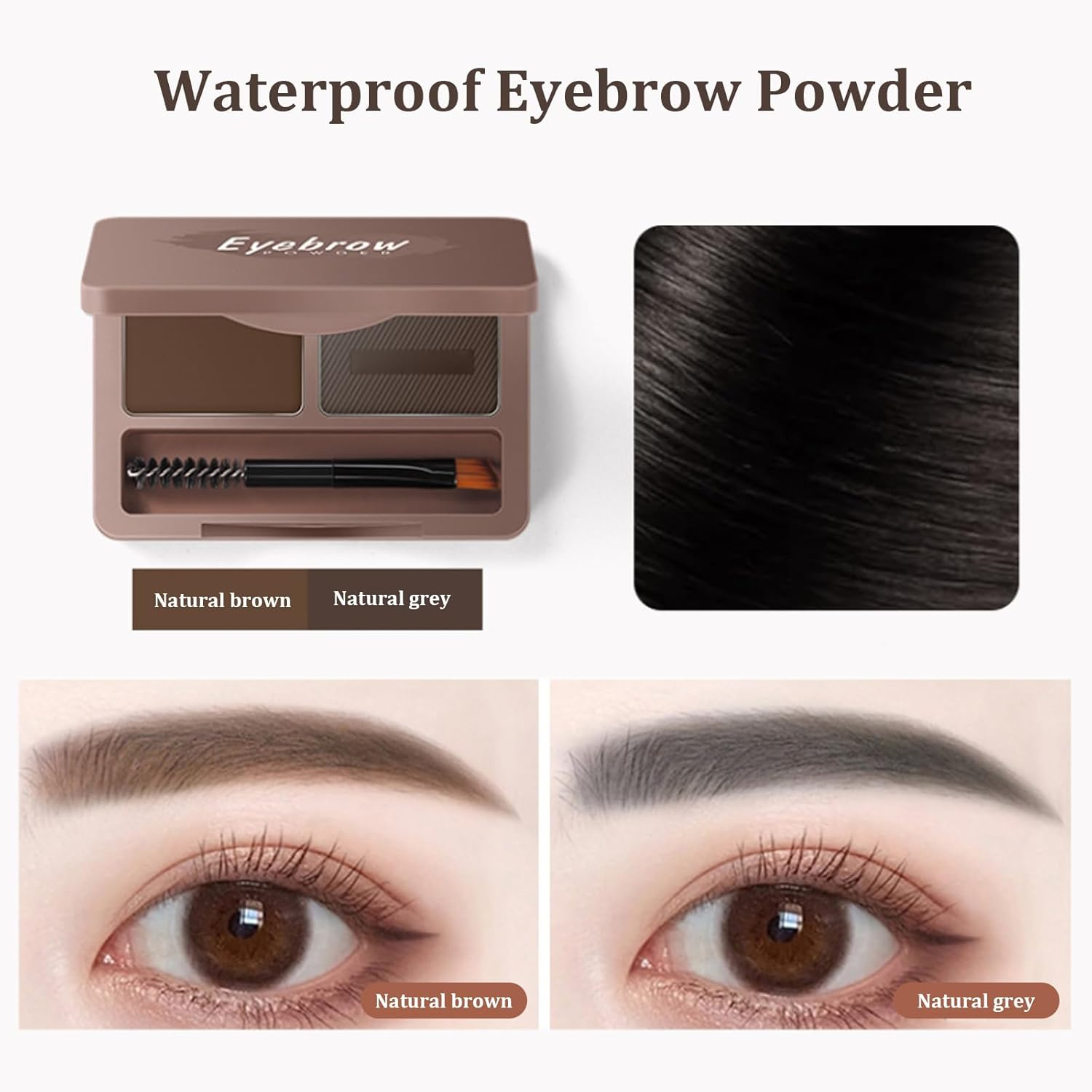 2 Color Eyebrow Duo Sculpting Kit for Girls & Women - Waterproof, Natural Brow Powder in Dark Brown & Grey