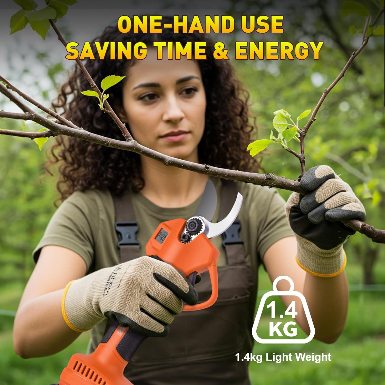 Cordless Electric Pruning Shears Set - High Power Branch Cutter for Gardening Trees, Shrubs, Bonsai - 2 Batteries, Charger, Safety Lock, Waterproof Case, Gloves Included image number 3