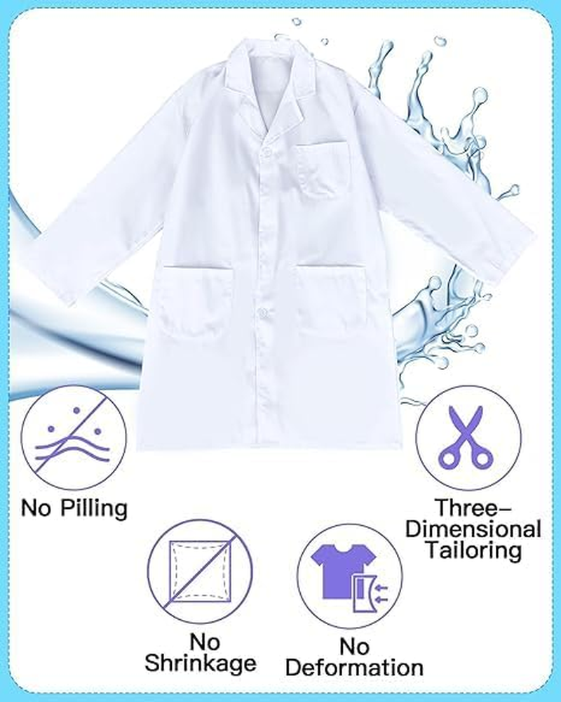 Women'S Doctor Lab Coat - Long Sleeve, Women'S and Men'S Doctor'S White Lab Coat Costume - 3/4 Length Lightweight Lab Coat, Halloween Doctor and Doctor Lab Costume Suitable for 155-170 Cm Ladies image number 1
