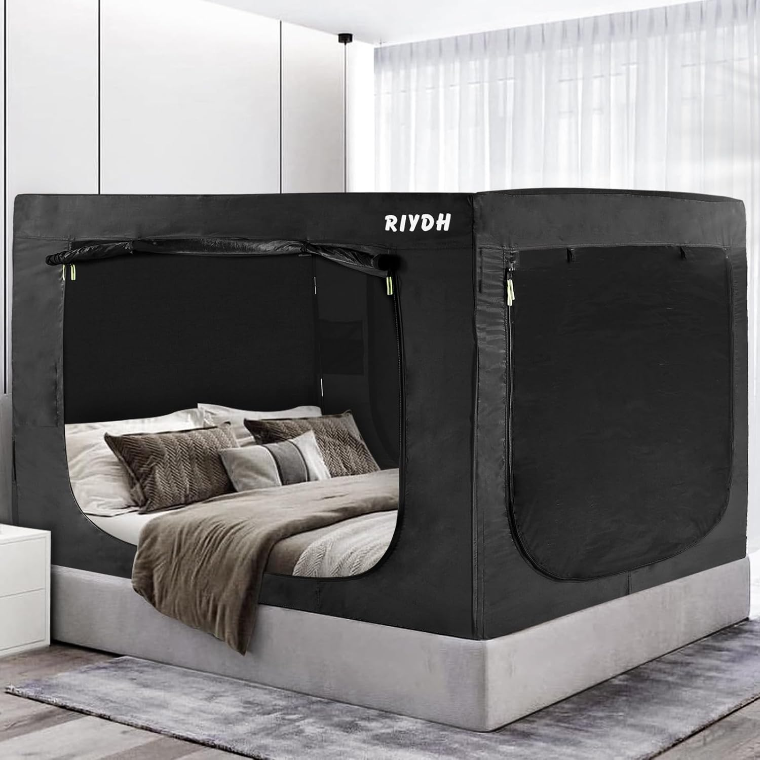 RIYDH Bed Tent Twin Bed Canopy Tents for Adult - Portable Dream Tent Indoor Sleeping Tents 70% Blackout with 3 Doors Breathable Private Space Tents image number 2