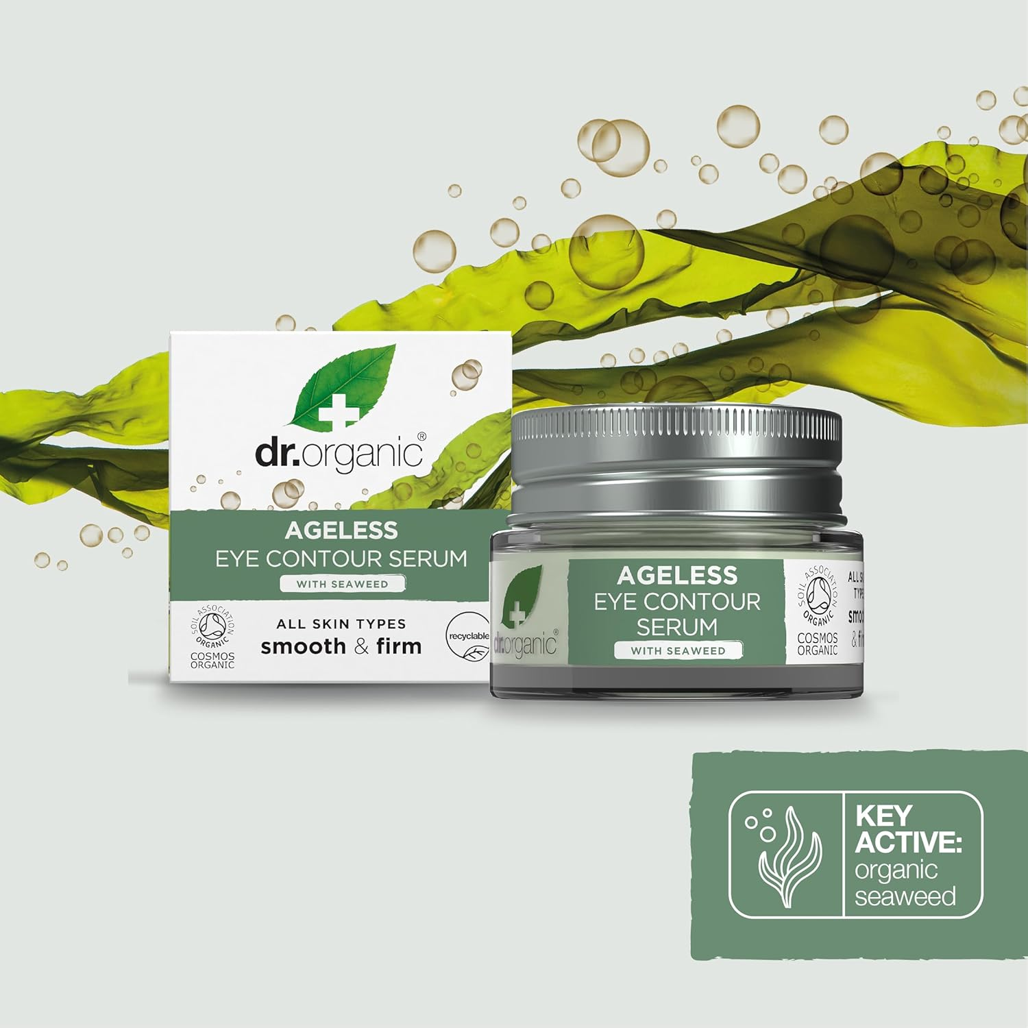 Dr Organic Ageless Eye Contour Serum with Organic Seaweed, New,Moisturising, Fine Lines, Wrinkles, Natural, Vegan, Cruelty-Free, Paraben & Sls-Free, Recycle &Recyclable, Certified Organic, 15Ml image number 6