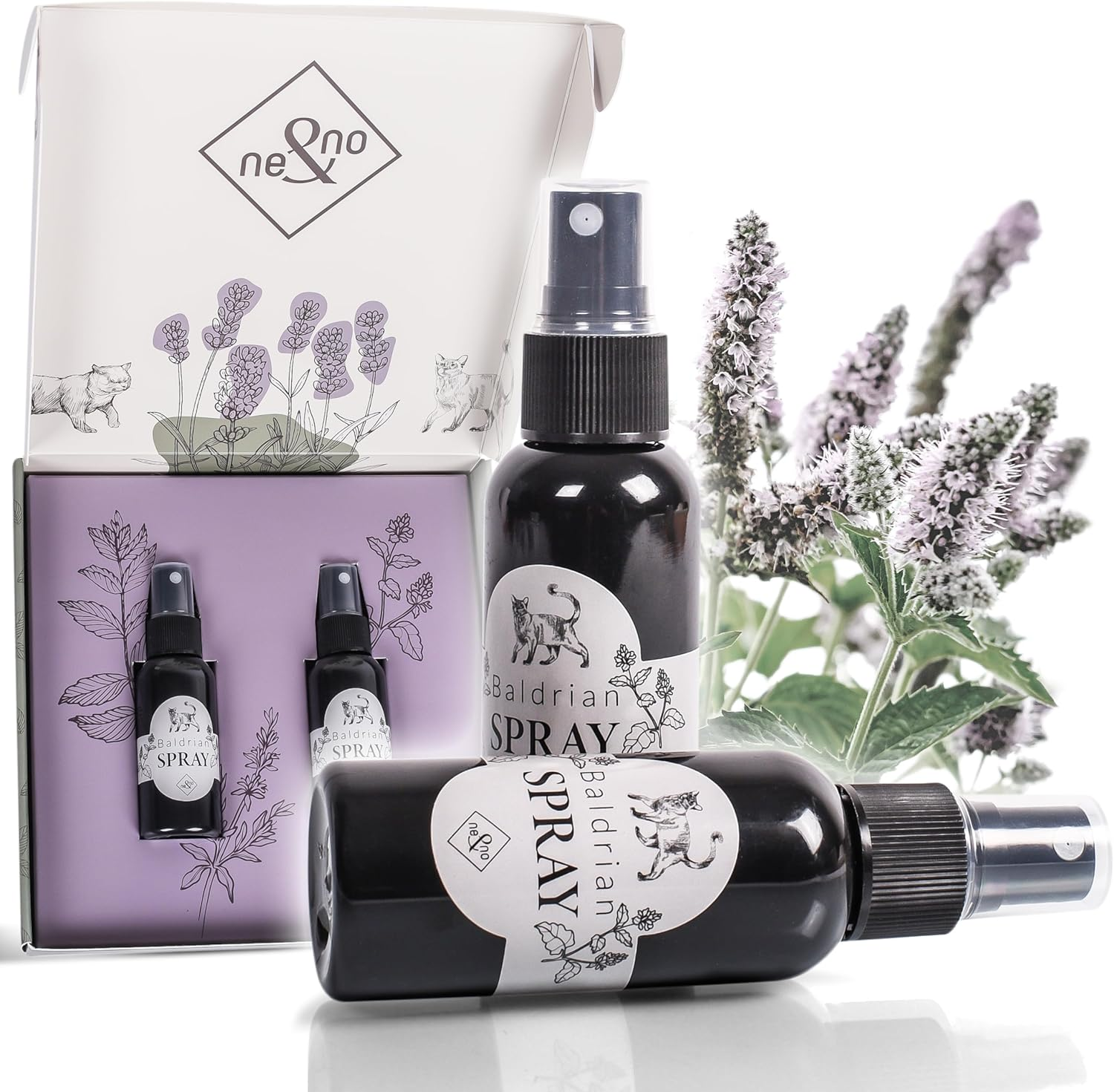 Ne&No&reg; Valerian Spray Gift Set of 2 for Spraying Toys, Scratching Posts, Cat Litter Tray, 50 Ml Contents per Bottle, Catnip Spray, Valerian Spray for Cats (BALDRIAN Spray) image number 2