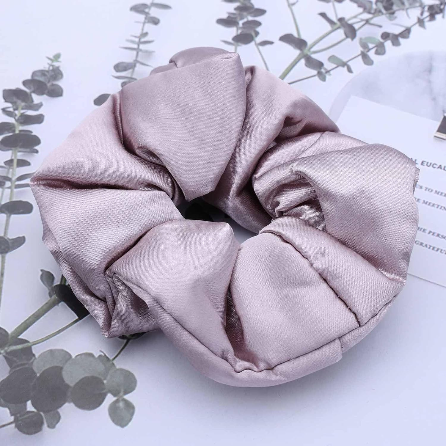 Inateannal Vintage Satin Silk Hair Bobbles Large Satin Elastic Hair Bobbles Purple Large Satin Hair Bobbles Scrunchy Oversized Thick Hair Bobbles Satin Ponytail Holder Hair Bands image number 6