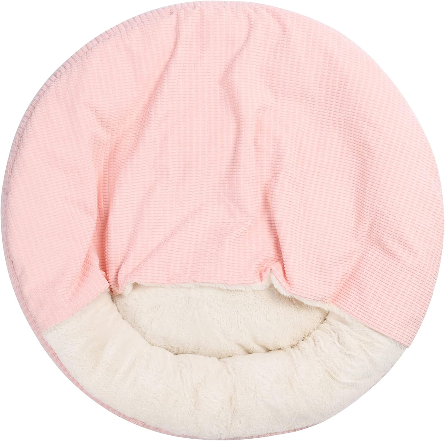 Charlie'S Calming Hooded Pet Bed, Dog, Puppy & Cat Luxury Burrowing Cave, Machine Washable, Anti-Anxiety Plush Donut Cuddler Blanket, round Soft Cozy Padded Nest, Pink, Large 90X90X20Cm image number 2