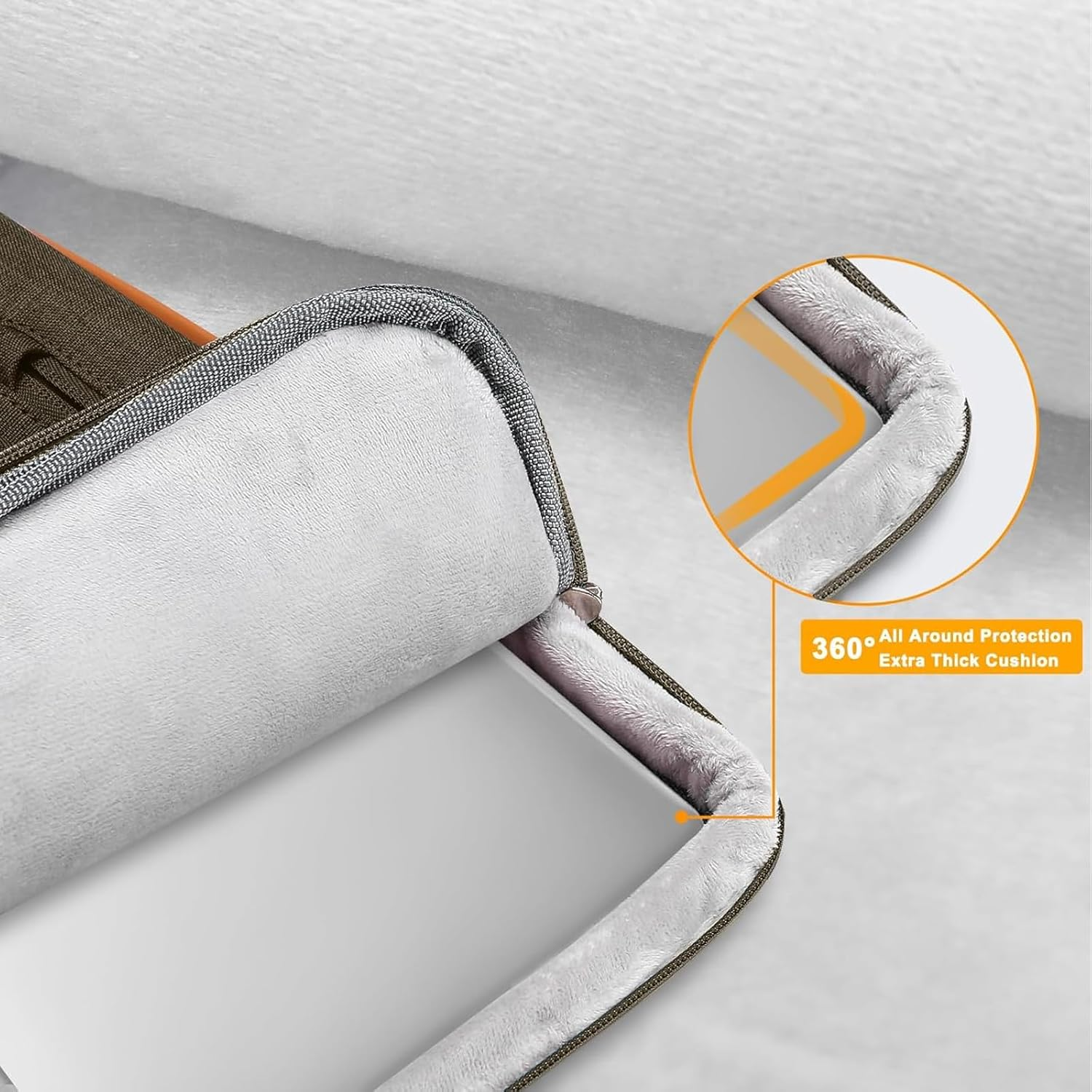 MOSISO 360 Protective Laptop Sleeve Compatible with Macbook Air 15 Inch M3 M2 2024 2023 / Pro 15 A1990 A1707, Surface Laptop, HP Stream 14, Side Open Bag with 4 Zipper Pockets&Handle, Carob Brown image number 2