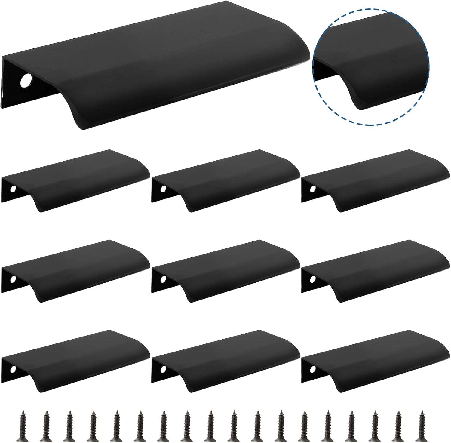 Auvotuis 10Pcs Modern Finger Edge Pulls, 120Mm/ 4.72Inch Aluminum Hidden Tab Pull Handles Black Concealed Finger Drawer Handles for Cabinet, Kitchen, Closet, Wardrobe, Door image number 3