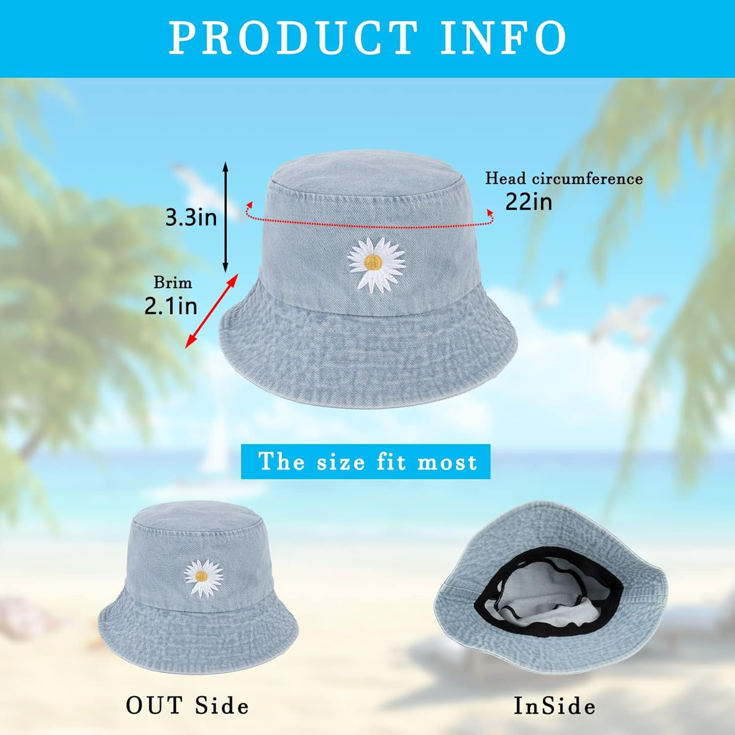 Hebenie Bucket Hat for Women - Breathable, Sun Protection, Stylish Denim & Tie-Dye Design, Comfortable & Lightweight, Perfect for Outdoor Activities, Golf, and Gifts image number 6