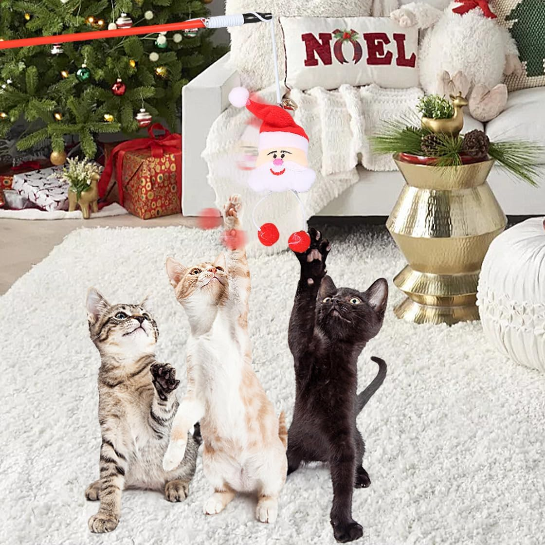 Hyzaphix Cat Christmas Advent Calendar 2024, 24 Day Christmas Countdown Calendar with Assorted Cat Toys for Kitten Cat, Cat Toys Kitten Toys Assortments (Cat)