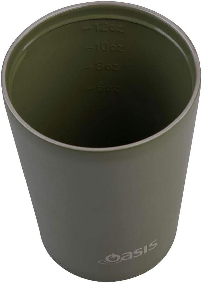 Oasis Ceramic Lined Stainless Steel Double Wall Insulated Coffee Cup 360Ml - Forest Green image number 3