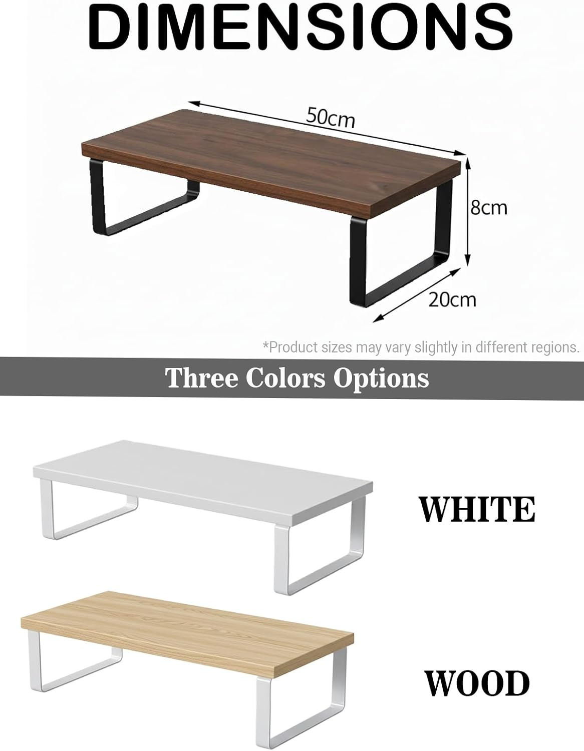 Monitor Stand Riser,50Cm Computer Monitor Stand,Multifunctional Tabletop Organizer Storage Shelf Stand for Laptop, PC, Printer（Walnut) image number 3