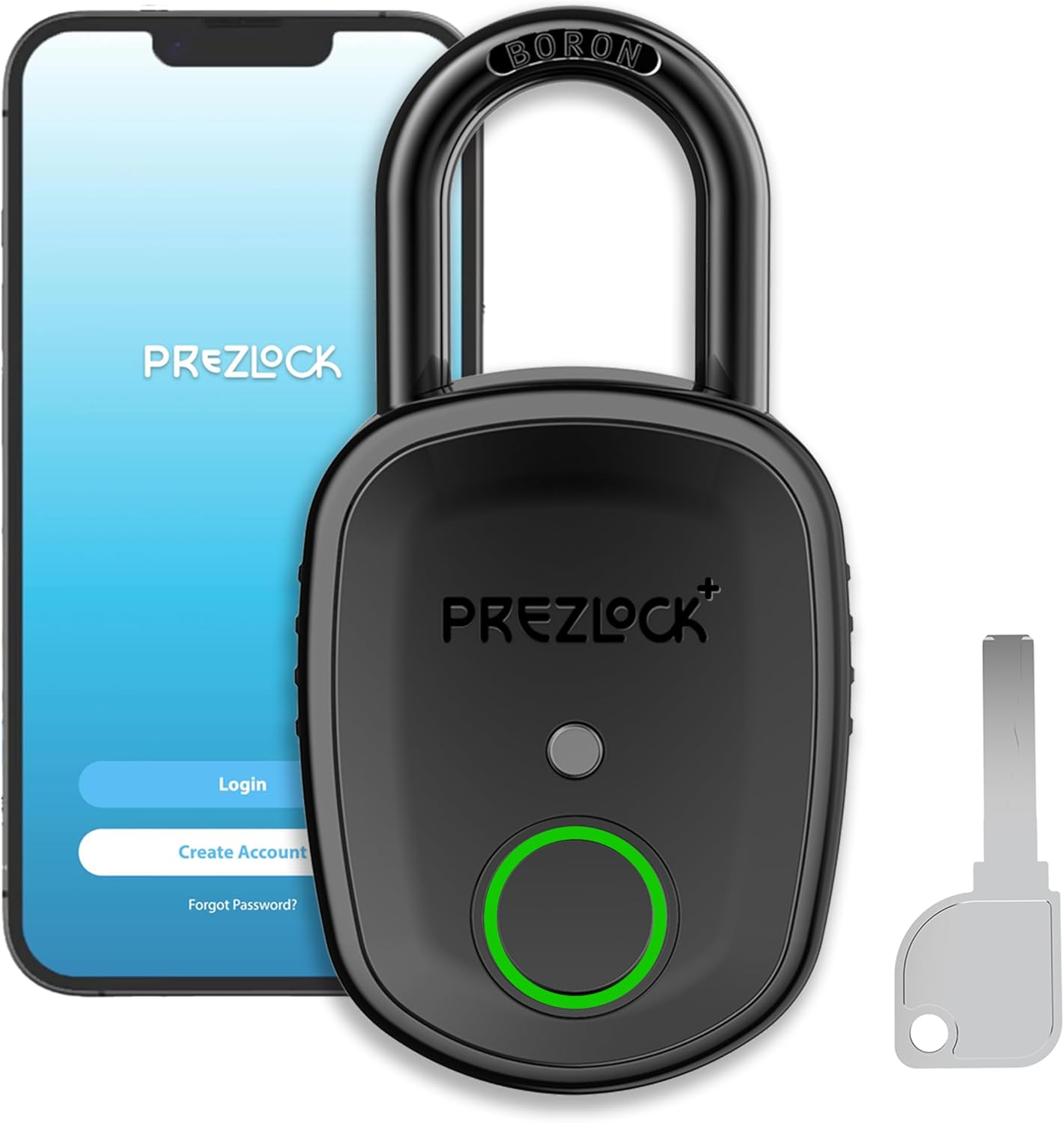 Prezlock Smart Fingerprint Padlock with Key, Biometric Padlock with APP, Suitable for Outdoor and Heavy Duty, IP65 Waterproof. image number 1