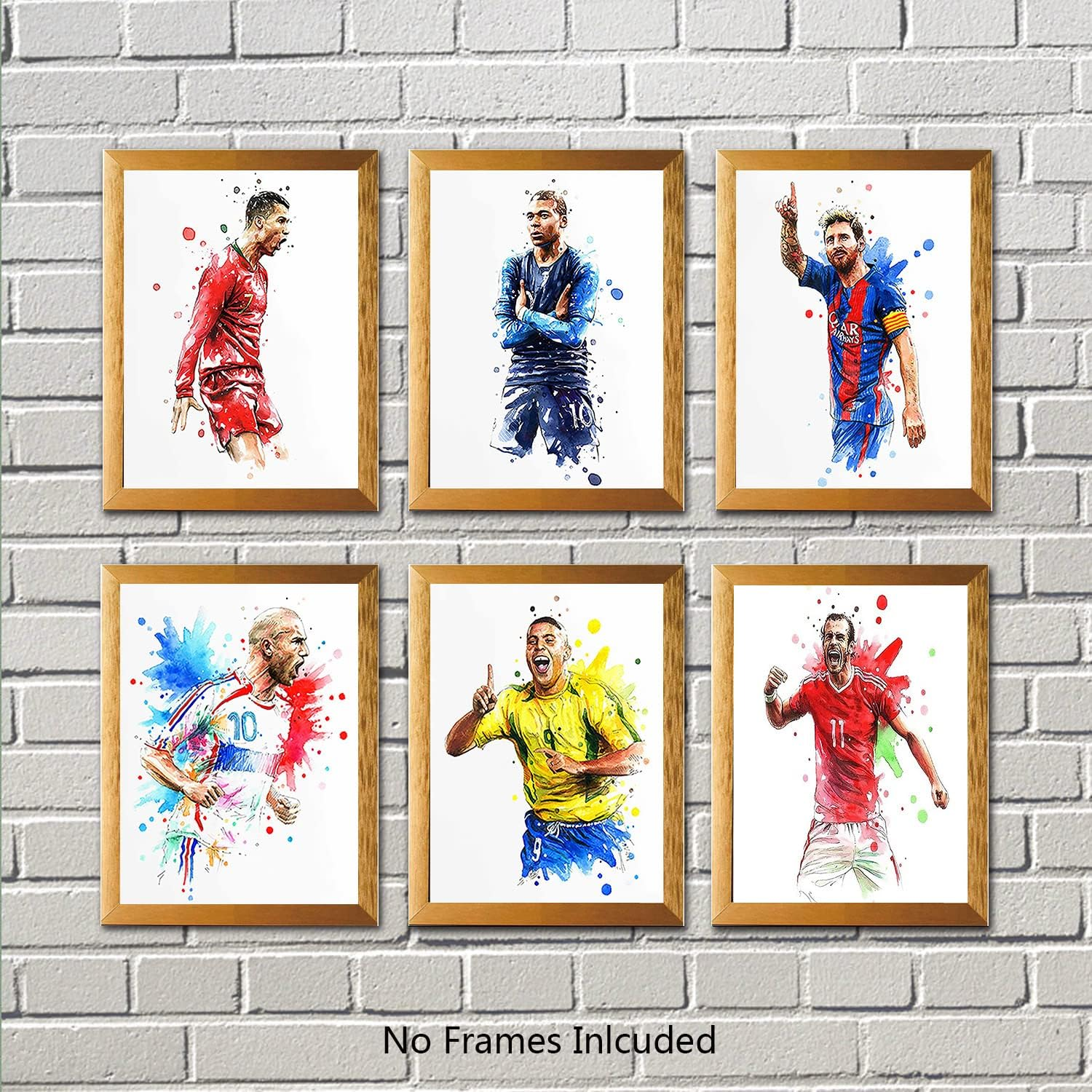 Soccer Star Wall Art Posters, Cristiano Ronaldo and Lionel Messi Posters, Motivational Football Superstar Canvas Wall Art Prints for Boys Room Gym Office Man Cave Decor, Set of 6-(8"X10" Unframed) image number 4