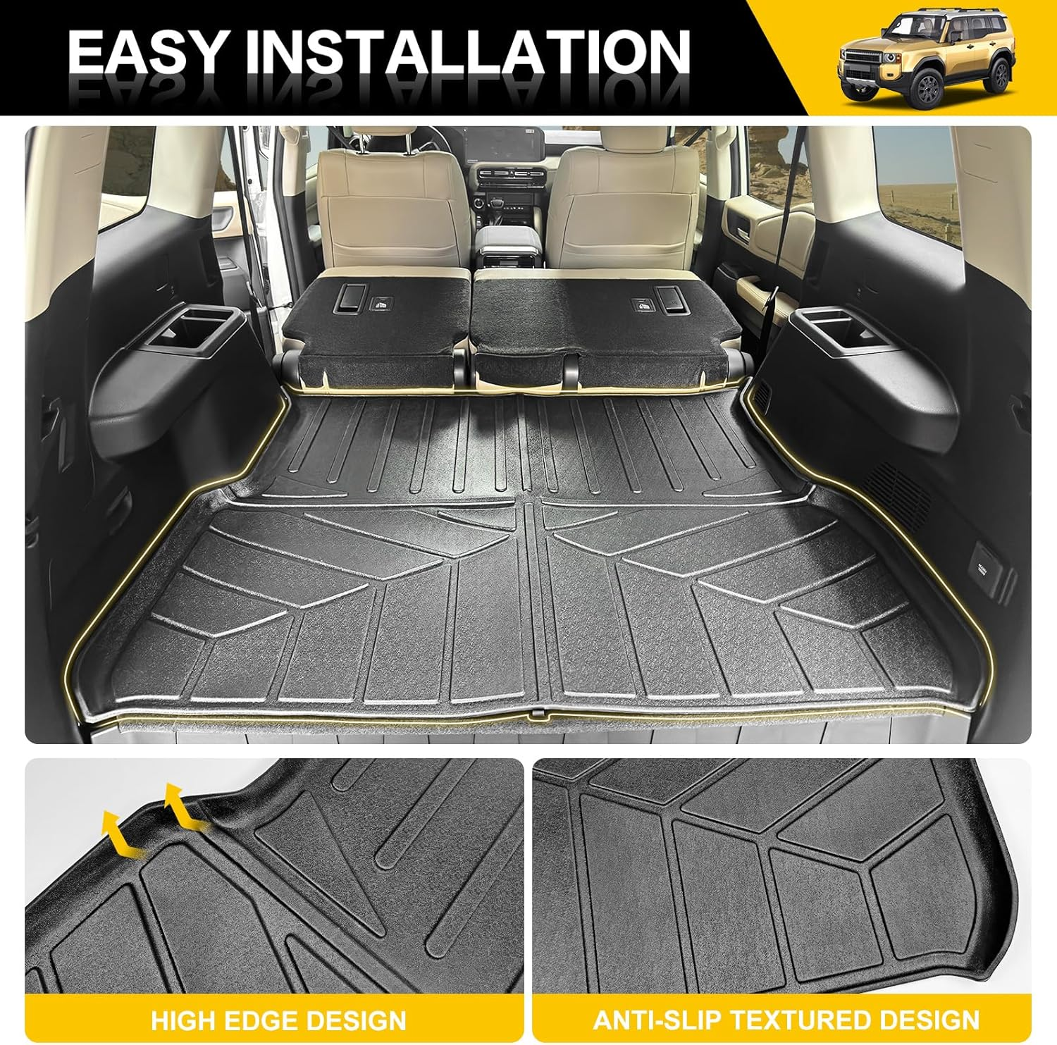 JTYZSM Trunk Mat for 2024 2025 Toyota Land Cruiser Prado 250 LC250 5 Seat Rear Cargo Mat All Weather Protector Cargo Liner for 24-25 Toyota Land Cruiser 250 Accessories image number 6
