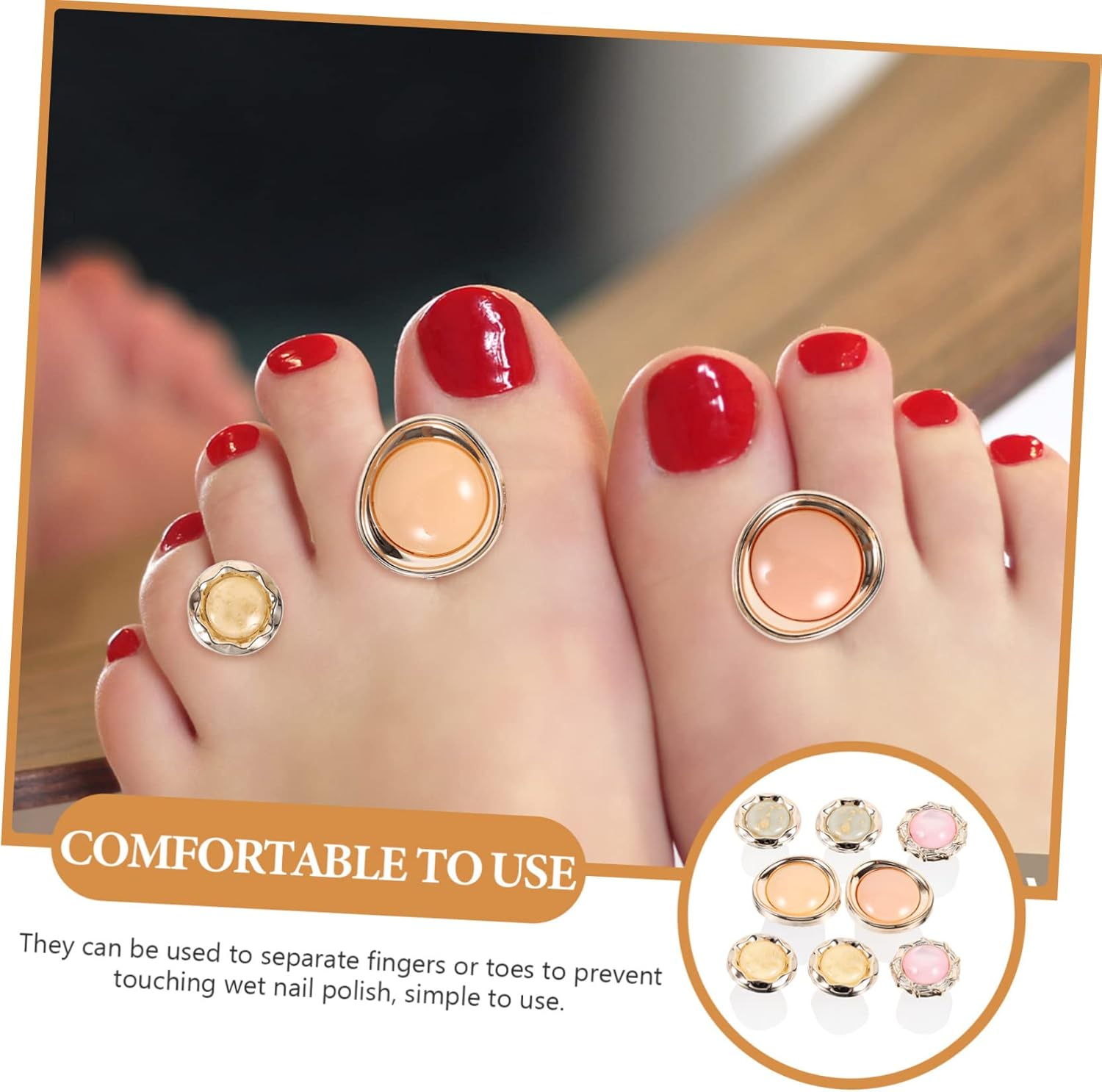 Minkissy 8Pcs Silicone Toe Separators for Nail Polish Pedicure Toe Spacers Decorative Design Comfortable Easy to Use image number 2