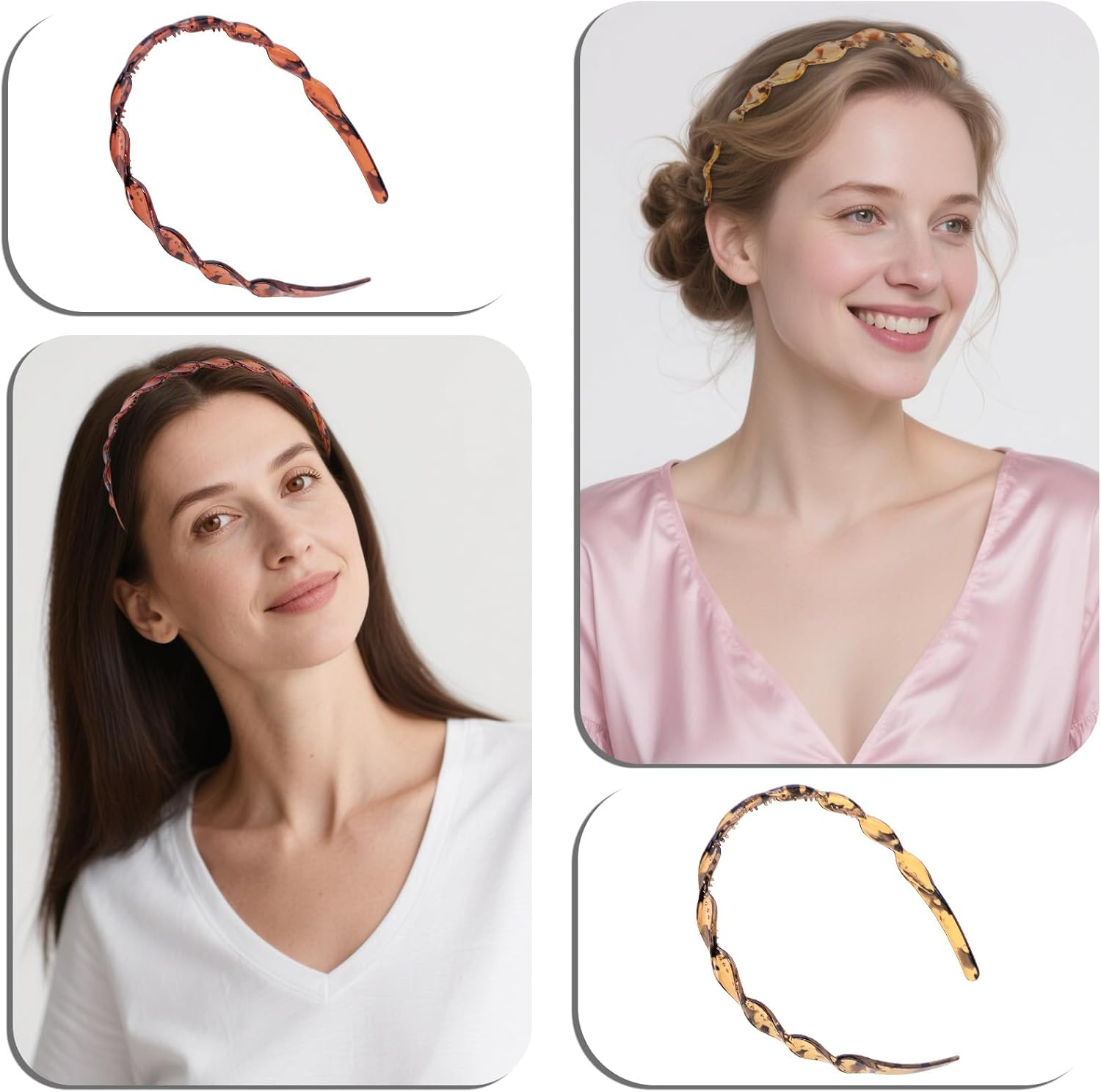 Exipsat Pack of 3 Spiral Headband Set, Women'S Zigzag Headband, Stylish Plastic Headband for Women image number 2