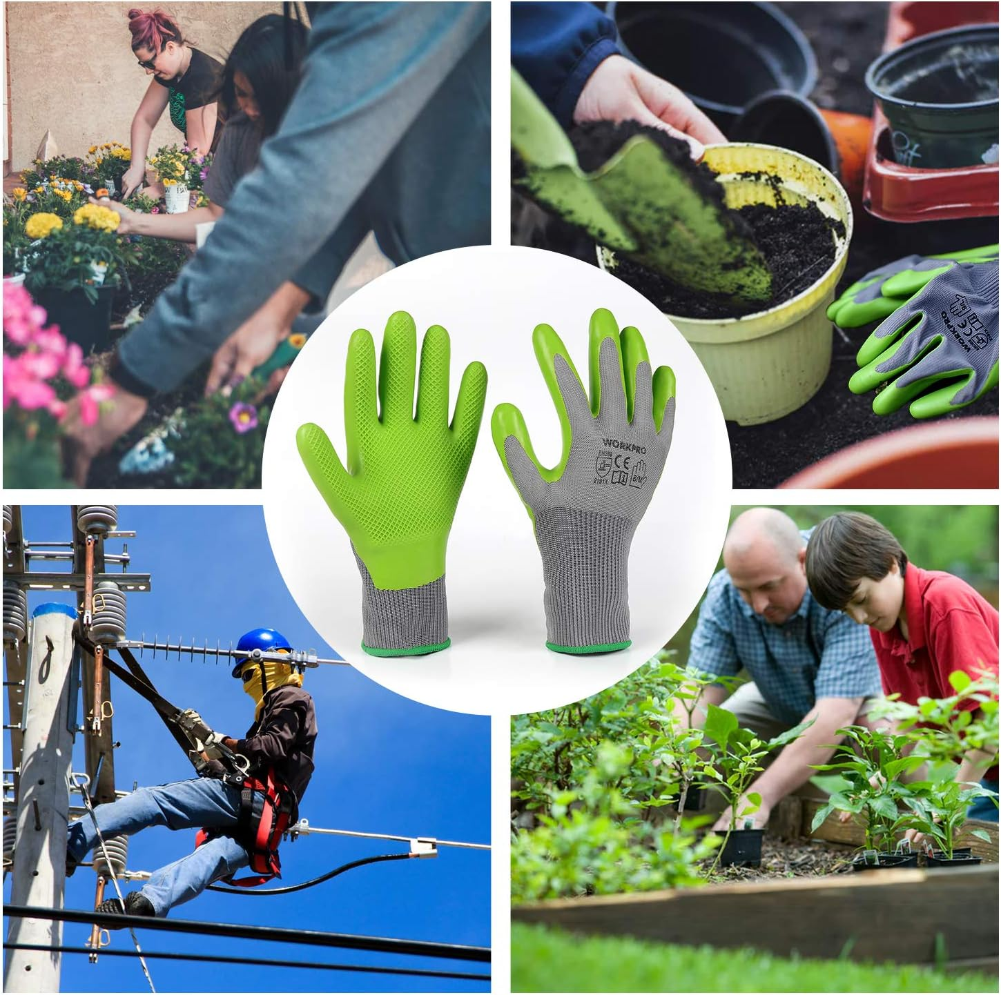 WORKPRO 6 Pairs Garden Gloves, Work Glove with Eco Latex Palm Coated, Working Gloves for Weeding, Digging, Raking and Pruning(L) image number 5