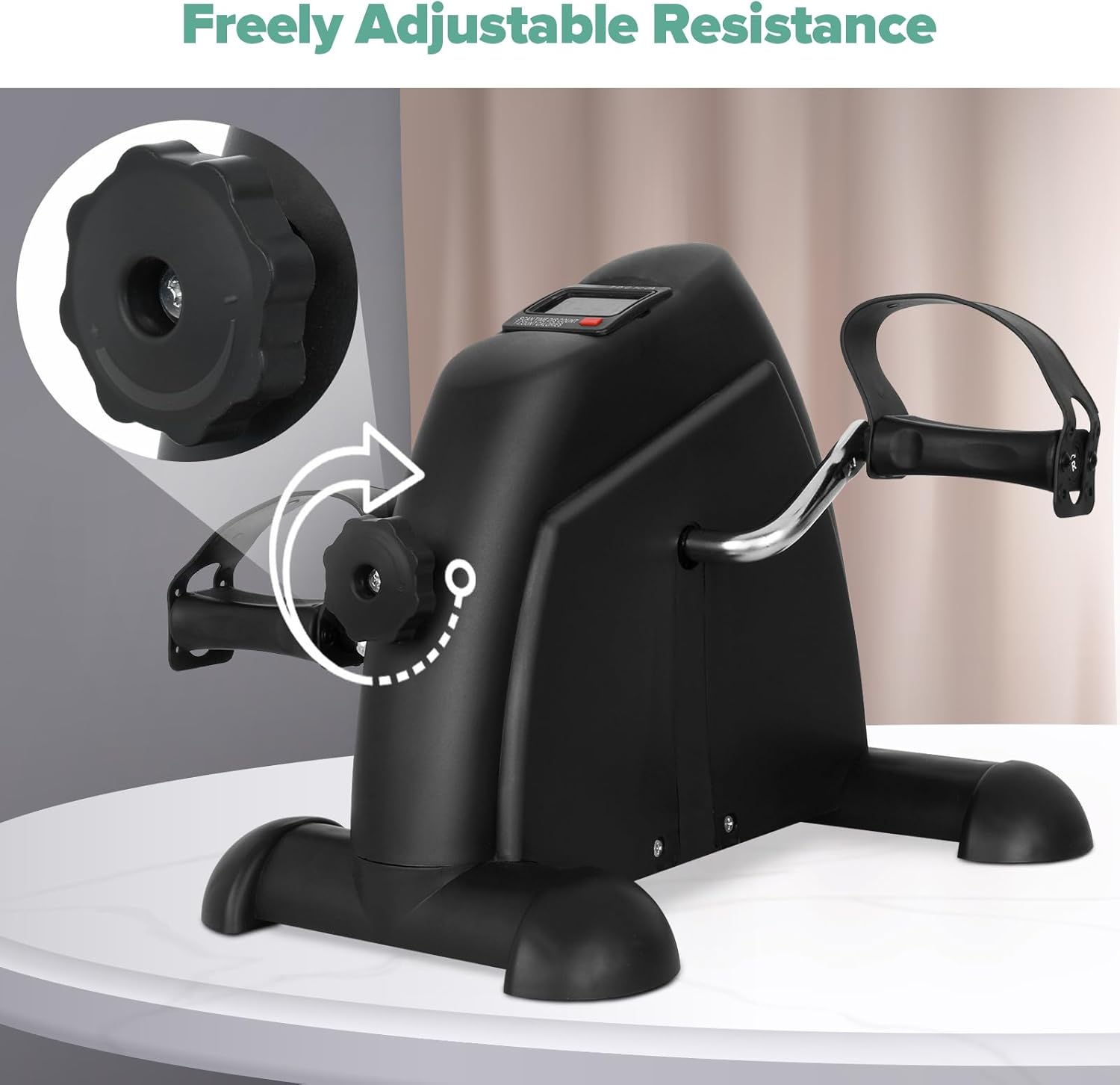 Mini Exercise Bike,Portable Pedal Exerciser,Upgraded Exercise Pedal,Arm & Leg Pedal Machine with LED Display Resistance Adjustable image number 2
