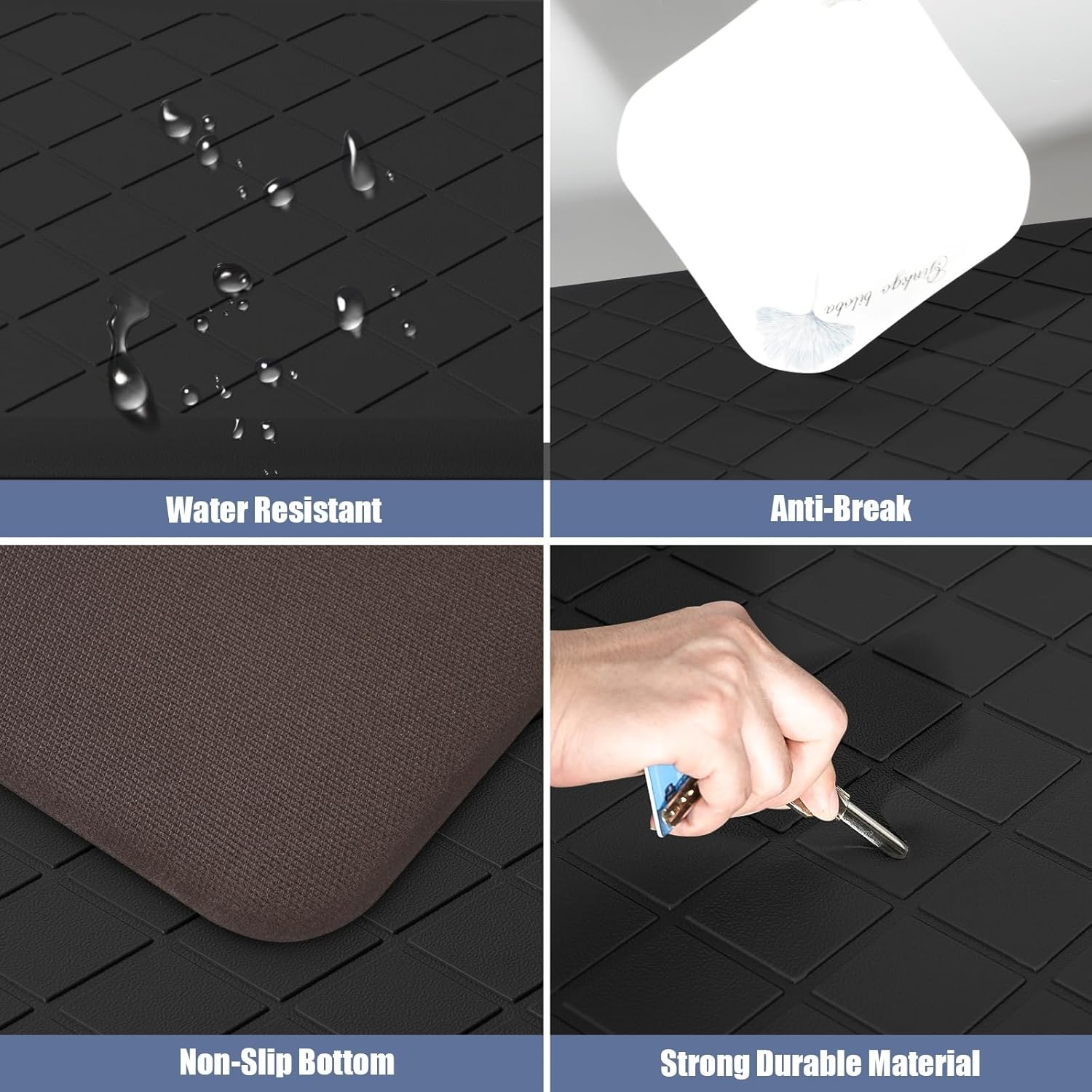 Cushioned Kitchen Mat 2 PCS, anti Fatigue Kitchen Rugs, Heavy Duty Kitchen Rugs and Mats Non-Skid, Ergonomic Comfort Foam Kitchen Floor Mat for Home, Office, Sink, Laundry - Black image number 3