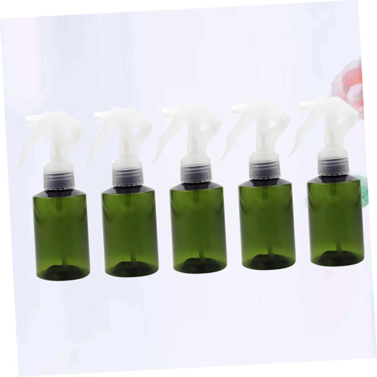 PAMINGONO 5Pcs 100Ml Plastic Spray Bottles Fine Mist Sprayer, One-Hand Pressure Dispensing Trigger, Green Square Subpackaging Bottles for Travel and Home Use image number 2