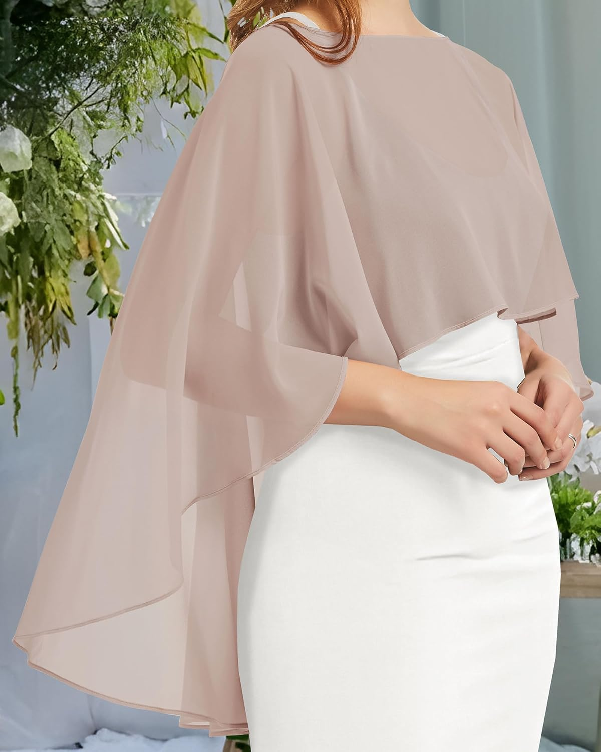 Womens Capelets Shawls and Wraps for Evening Dress Chiffon Capes Wedding Cover Up image number 2
