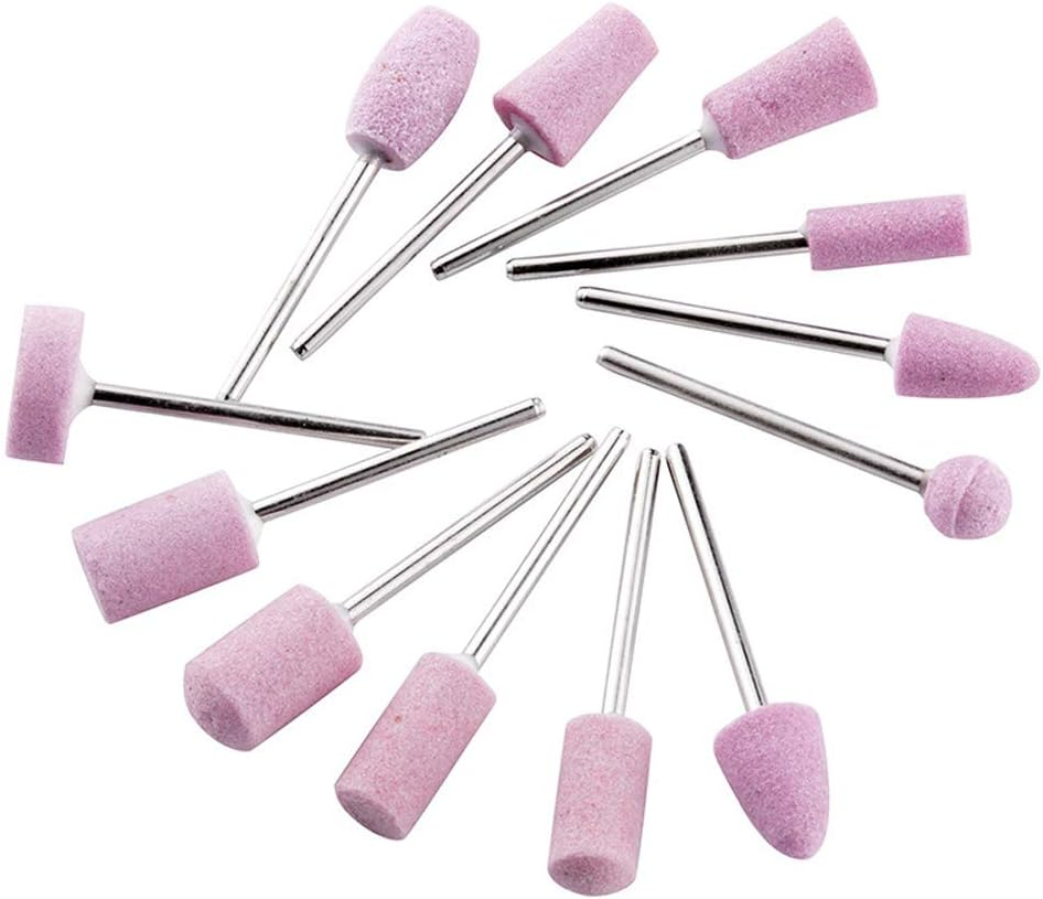 12Pcs Nail Drill Bits Polishing Buffing Electric Manicure Head Replacement Grinding Head with Case for Manicure Pedicure Nail Art Salon Polishing Tools, Pink image number 4
