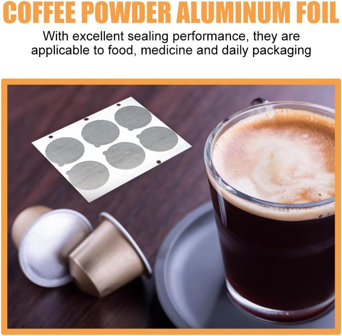 HEANUJJ 120Pcs Aluminum Foil Seal Lids for Coffee Capsules, Espresso Capsule Cup Stickers, Reusable Coffee Pod Seal Foil Lids for Home and Cafe Use image number 3