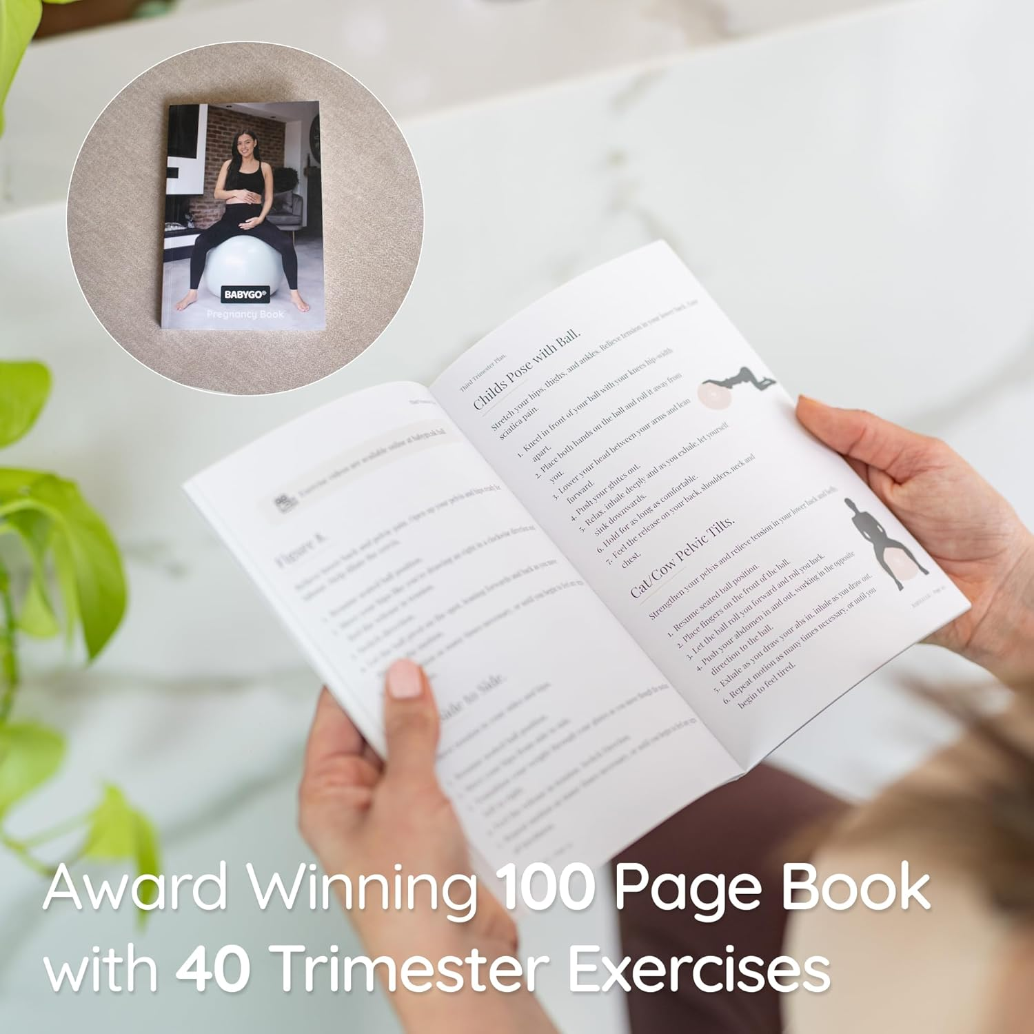 BABYGO Birthing Ball Pregnancy Maternity Labor & Yoga Ball + Our 100 Page Pregnancy Book, Exercise, Birth & Recovery Plan, Anti-Burst Eco Friendly Material, Includes Pump 65Cm, 75Cm image number 5