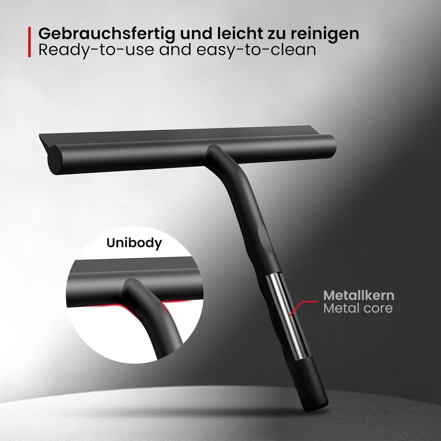 Ecooe Silicone Shower Squeegee with Hanger, 8 Inches Shower Glass Cleaner Wiper, Black Window Squeegee Scraper with Stainless Steel Core for Home Bathroom Kitchen Car Glass Doors image number 6