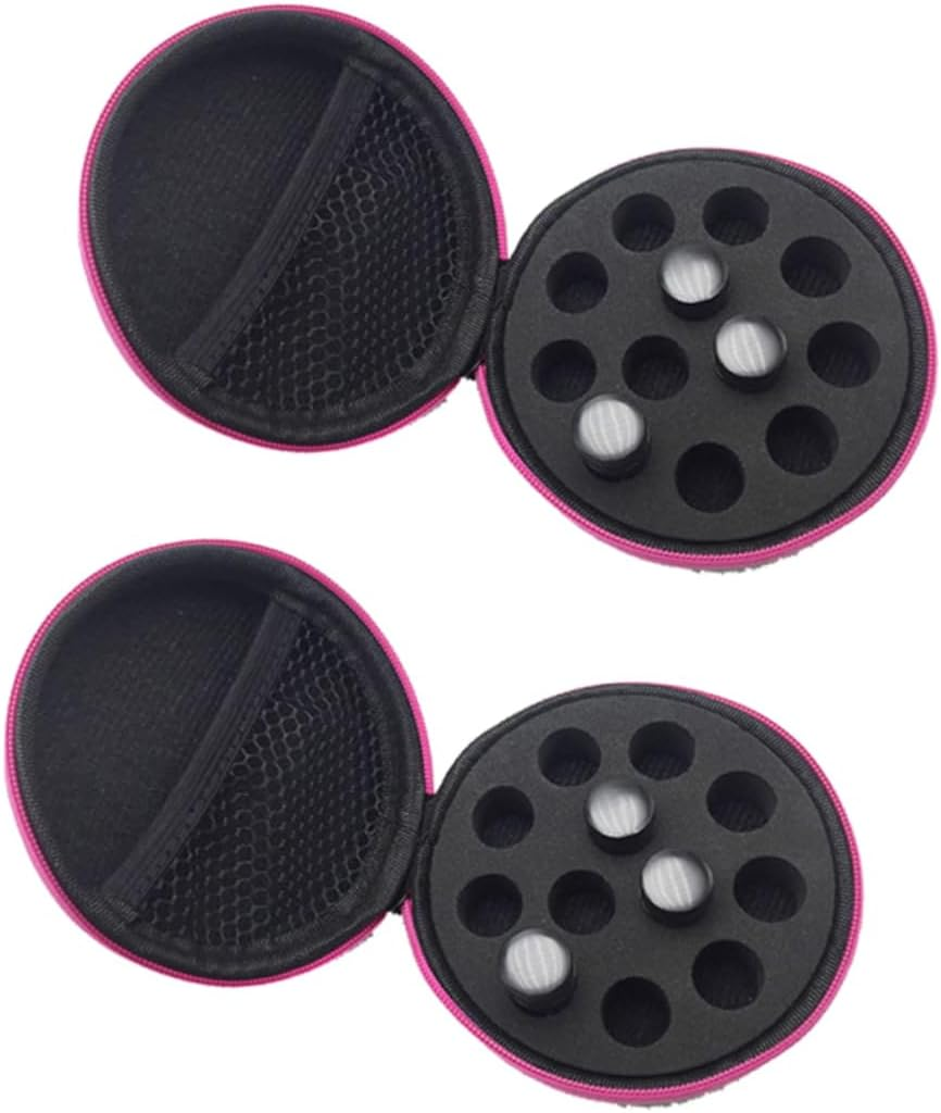 Vaguelly 2Pcs 12-Grid Essential Oil Storage Case 1-2Ml Portable round Organizer Bag for Travel Aromatherapy Holder Random Color image number 1