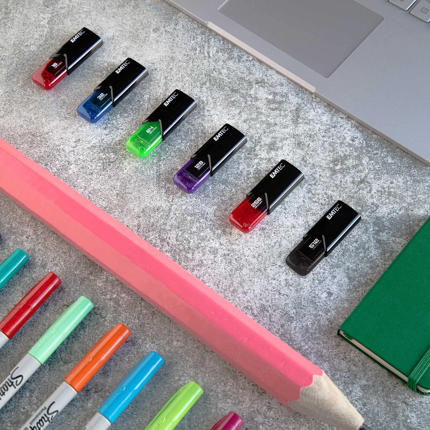 Emtec B110 Click Easy 64GB USB 3.2 Flash Drive, Multicolor image number 2