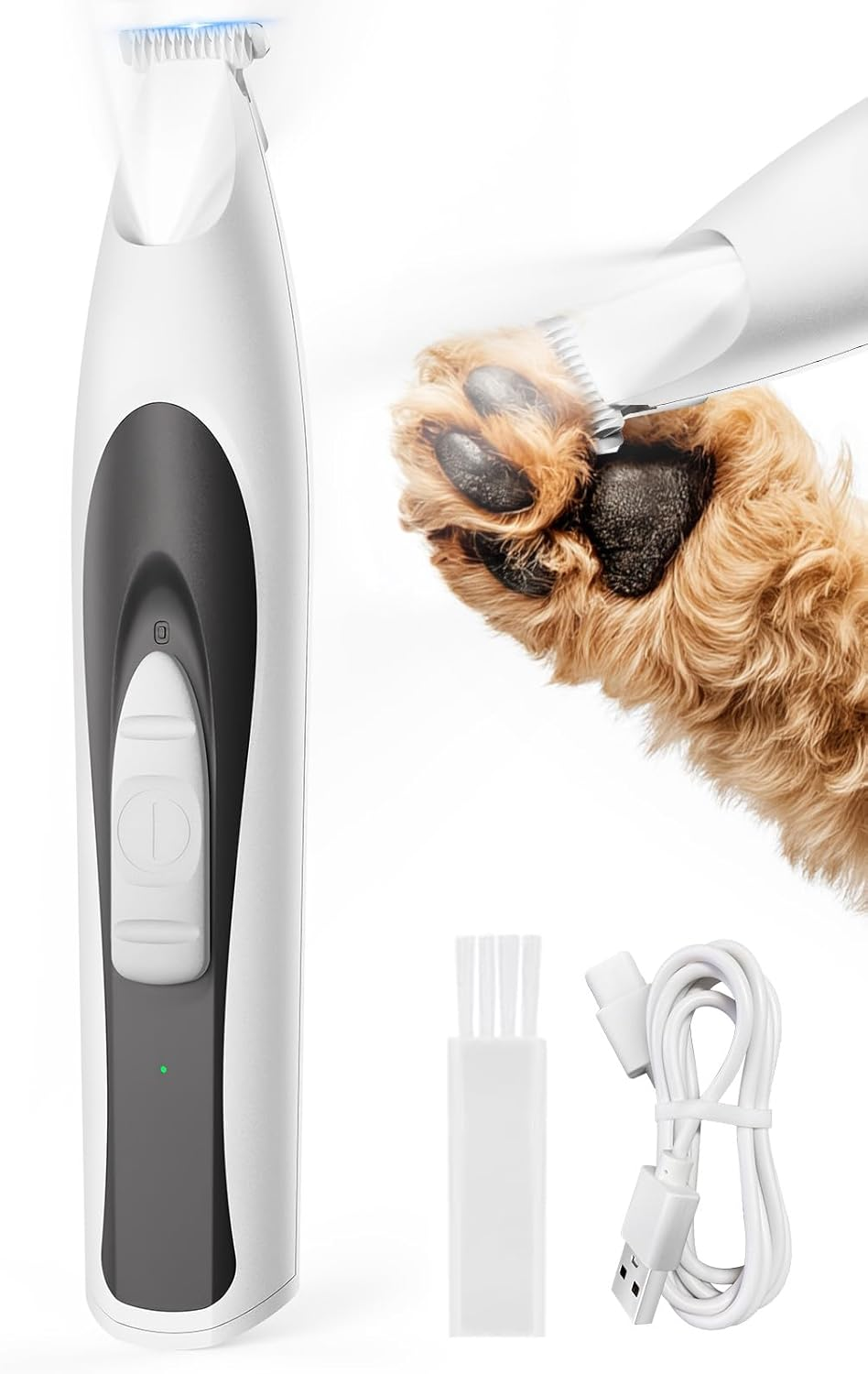 Oneisall Dog Paw Trimmer with LED Light, 20 Mm Widen Blades Paw Trimmer for Dogs, Pet Paw Grooming Clippers 35 Db Low Noise, Cordless Dog Clippers for Face, Ear, Butt