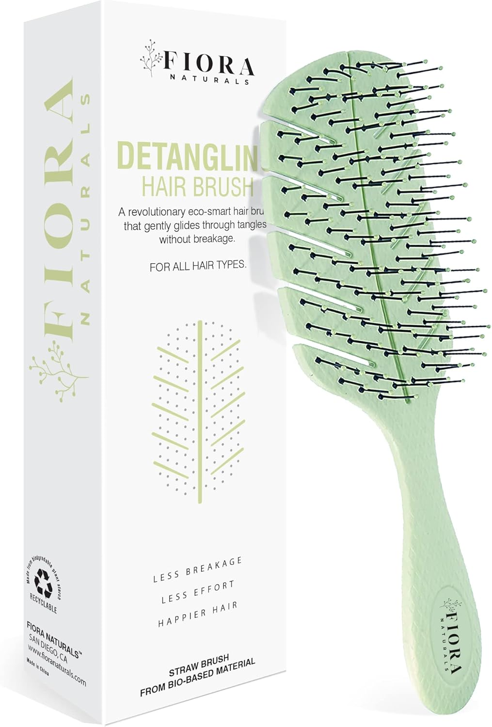 Fiora Naturals Detangler Brush by - 100% Bio-Friendly Detangling Brush W/Ultra-Soft Bristles - Glide through Tangles with Ease - for Curly, Straight, Black Natural, Women, Men, Kids - Dry and Wet Hair image number 4