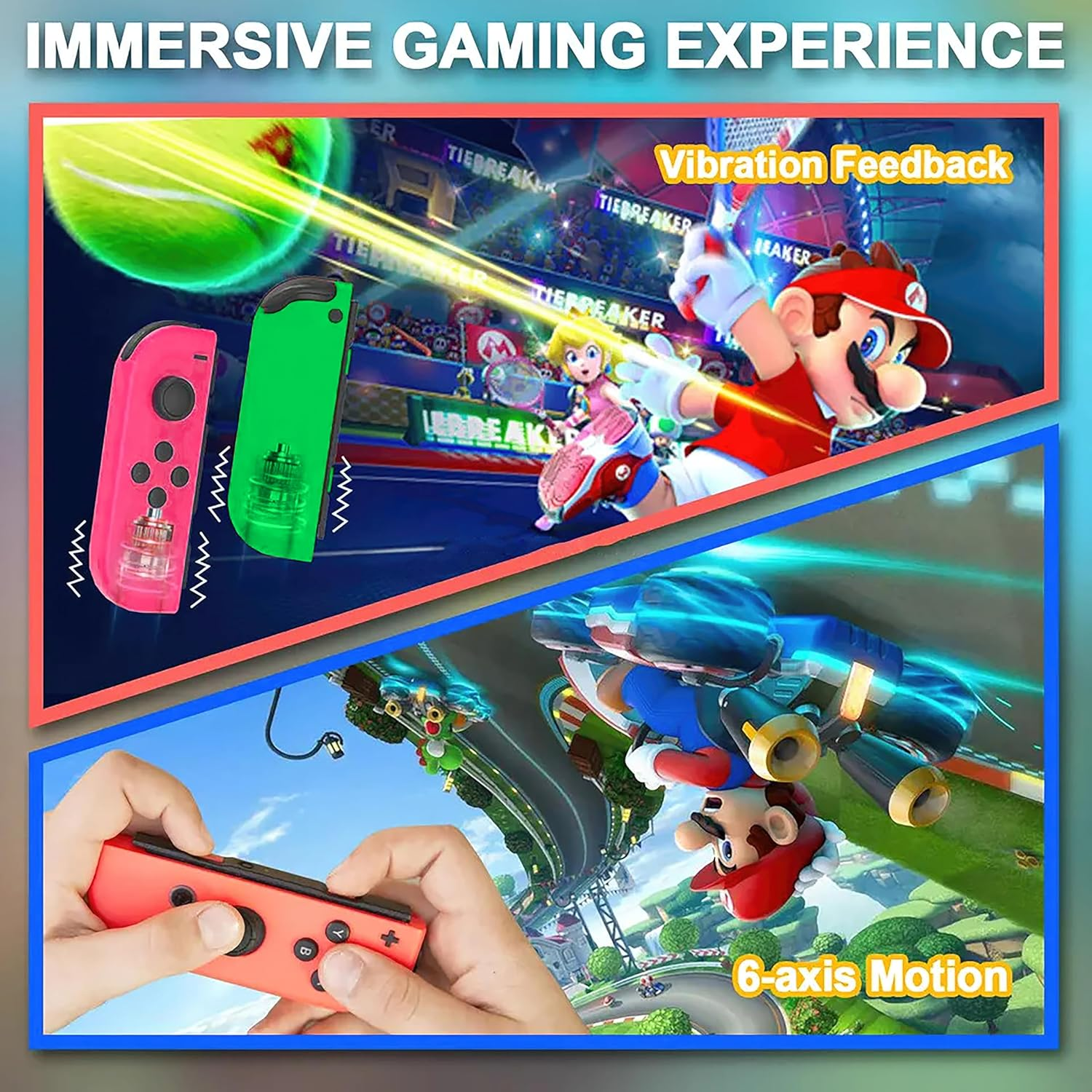 Costec Joy Con Controller for Nintendo Switch Replacement for Nintendo Switch Controller, Compatible with Switch, Wireless Left and Right Joy Con for Switch Nintendo Support Dual Vibration/Wake-Up/Screenshot, Joy Con Controller for Switch OLED Lite [Pastel Green/Pastel Blue] image number 5