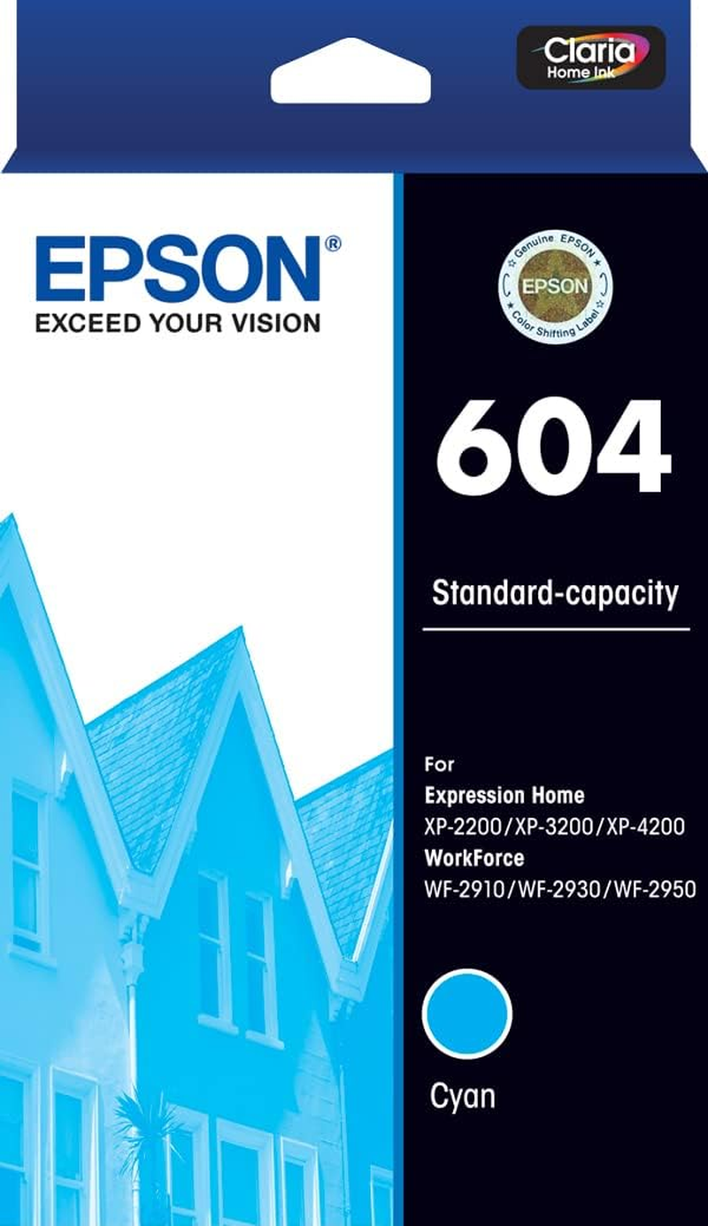Epson 604 - Std Capacity - Cyan Ink Cartridge for XP-2200, XP-3200, XP-4200, WF-2910, WF-2930, WF-2950, C13T10G292