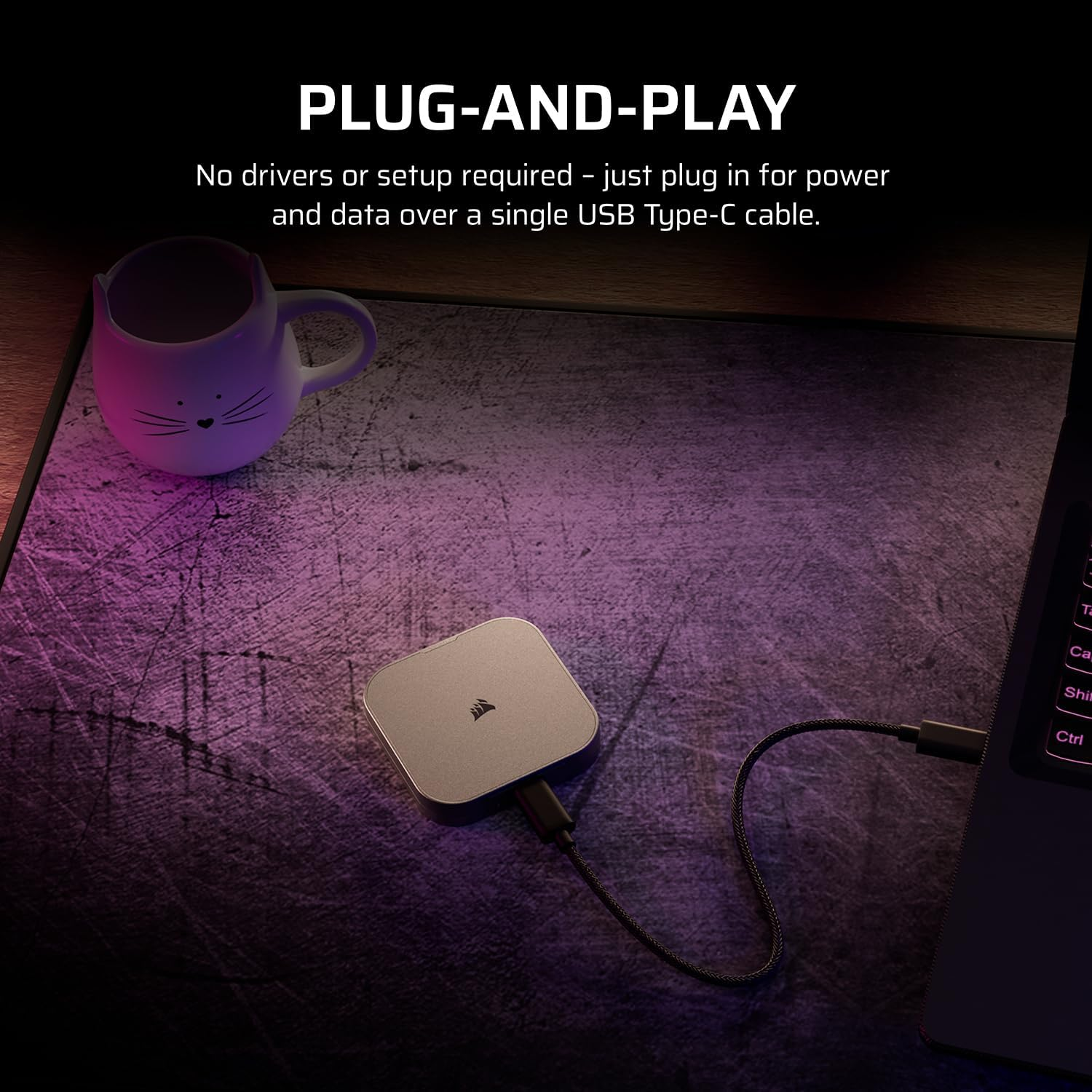 CORSAIR EX300U 2TB Portable External USB-C SSD &ndash; USB 3.2 Type-C Gen2 Connection, Plug and Play, Magsafe, Cable Included &ndash; Windows PC, Macos, Ios, Ipados, Android &ndash; Grey