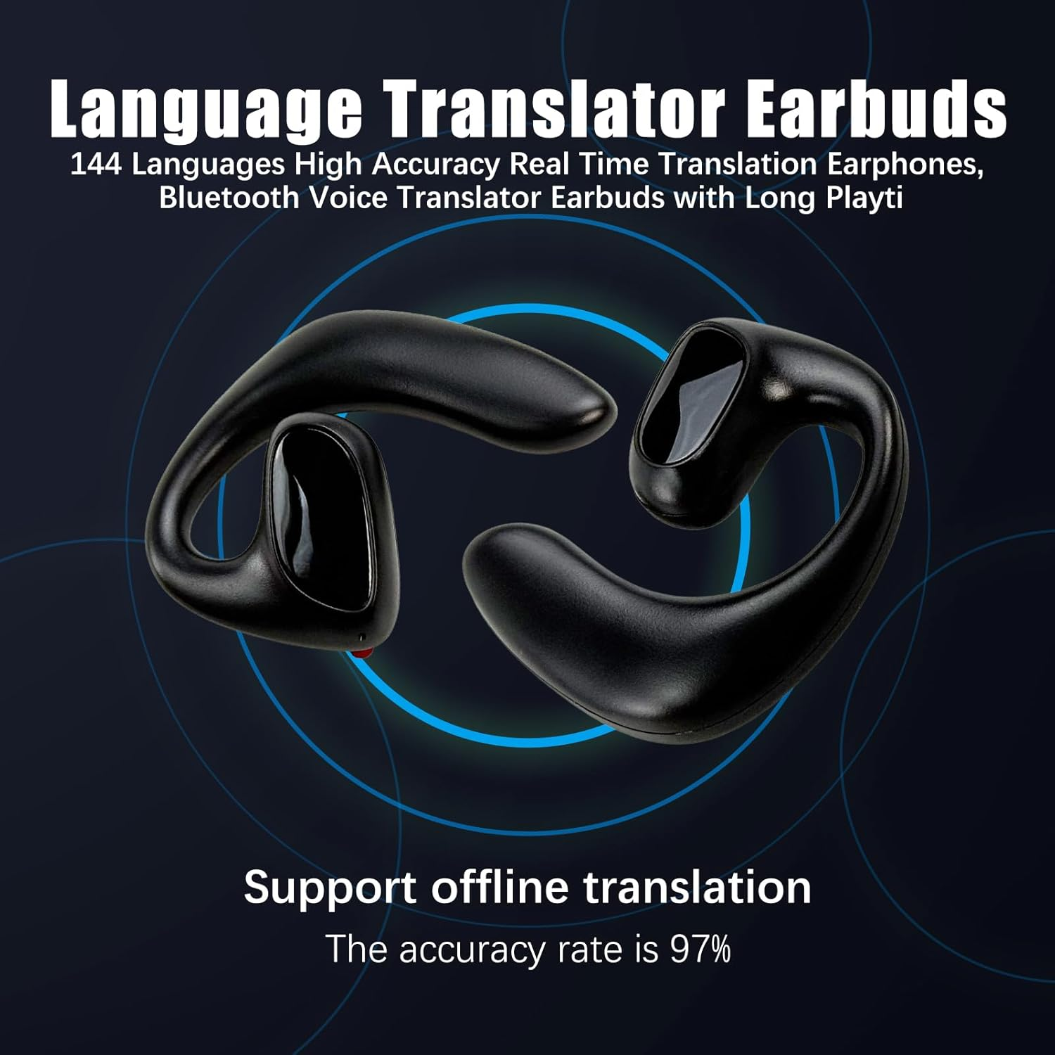 M8 Language Translator Earbuds, Wireless Bluetooth Smart Translation Earbuds 144 Languages Speech Translator Earphones for Travel Business Learning image number 6